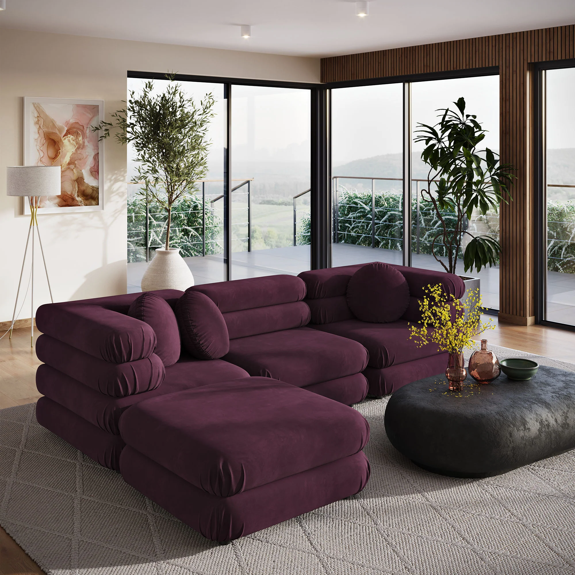 Jubilee 4-Piece Modular Performance Velvet Sectional Sofa by Modway - Image 14