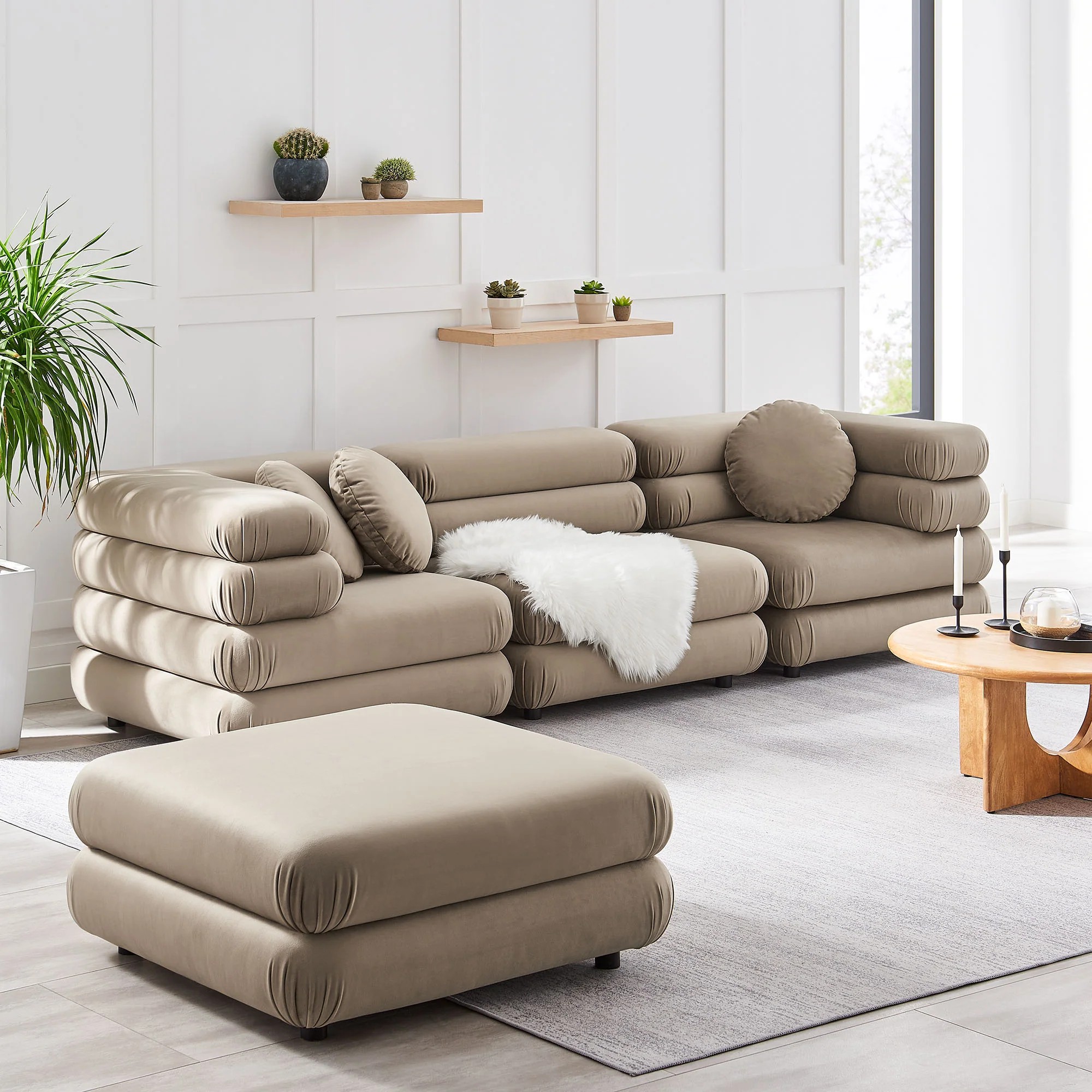 Jubilee 4-Piece Modular Performance Velvet Sectional Sofa by Modway - Image 20