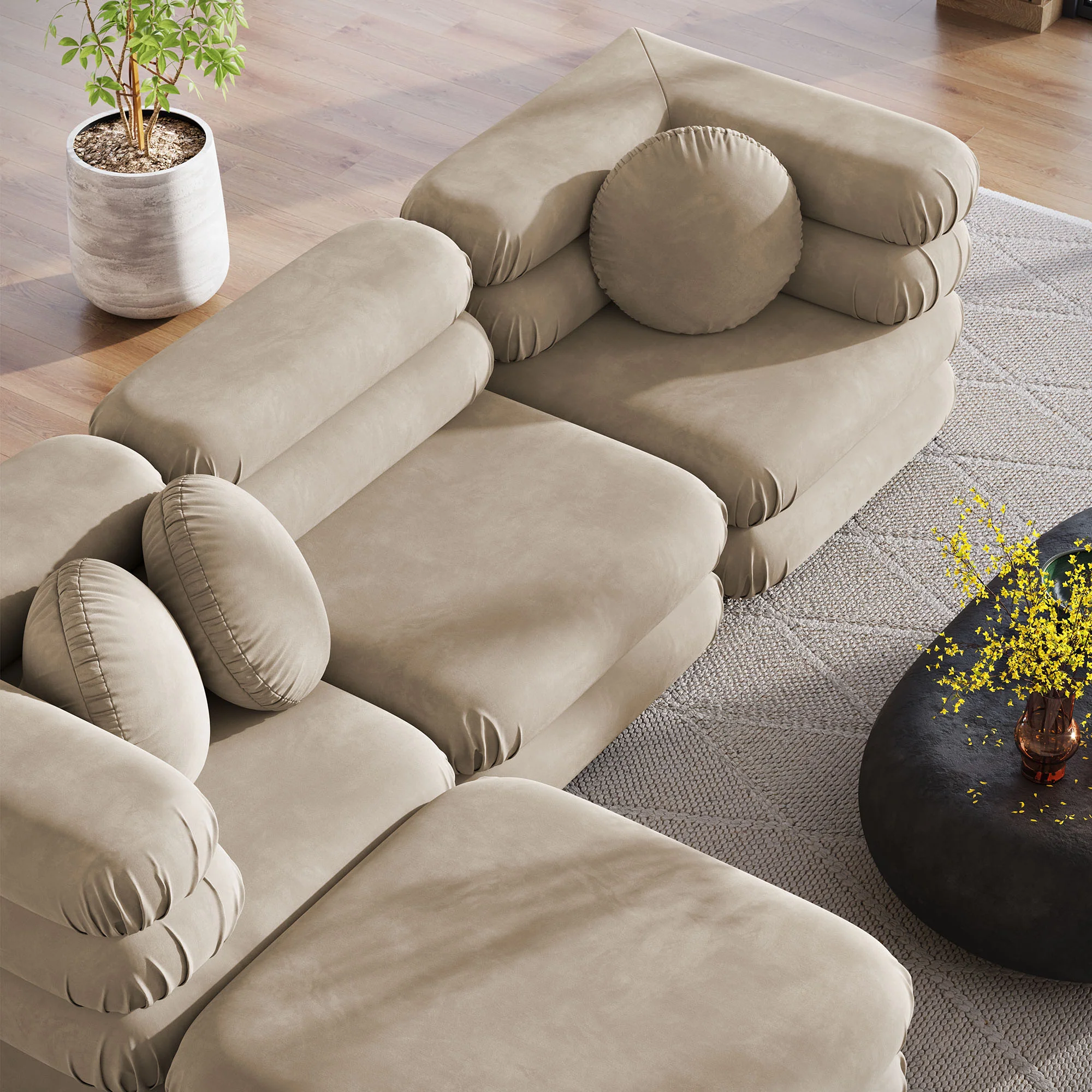 Jubilee 4-Piece Modular Performance Velvet Sectional Sofa by Modway - Image 21