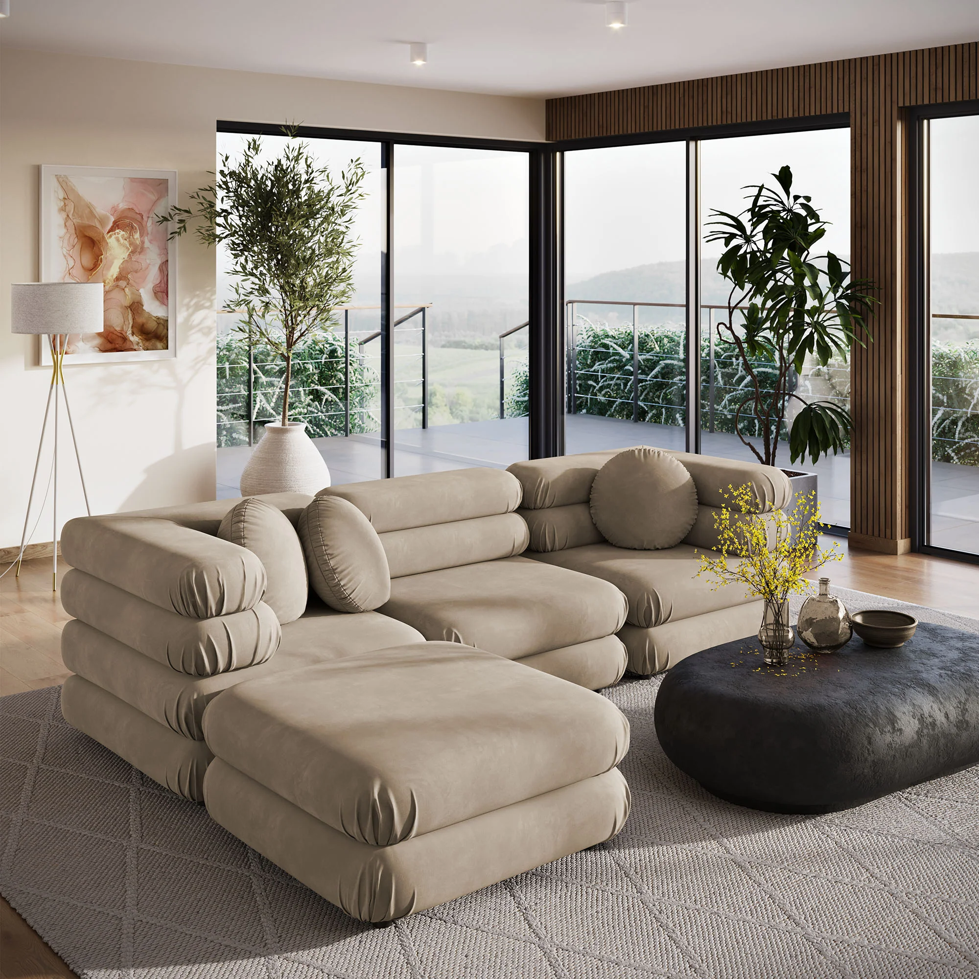 Jubilee 4-Piece Modular Performance Velvet Sectional Sofa by Modway - Image 22