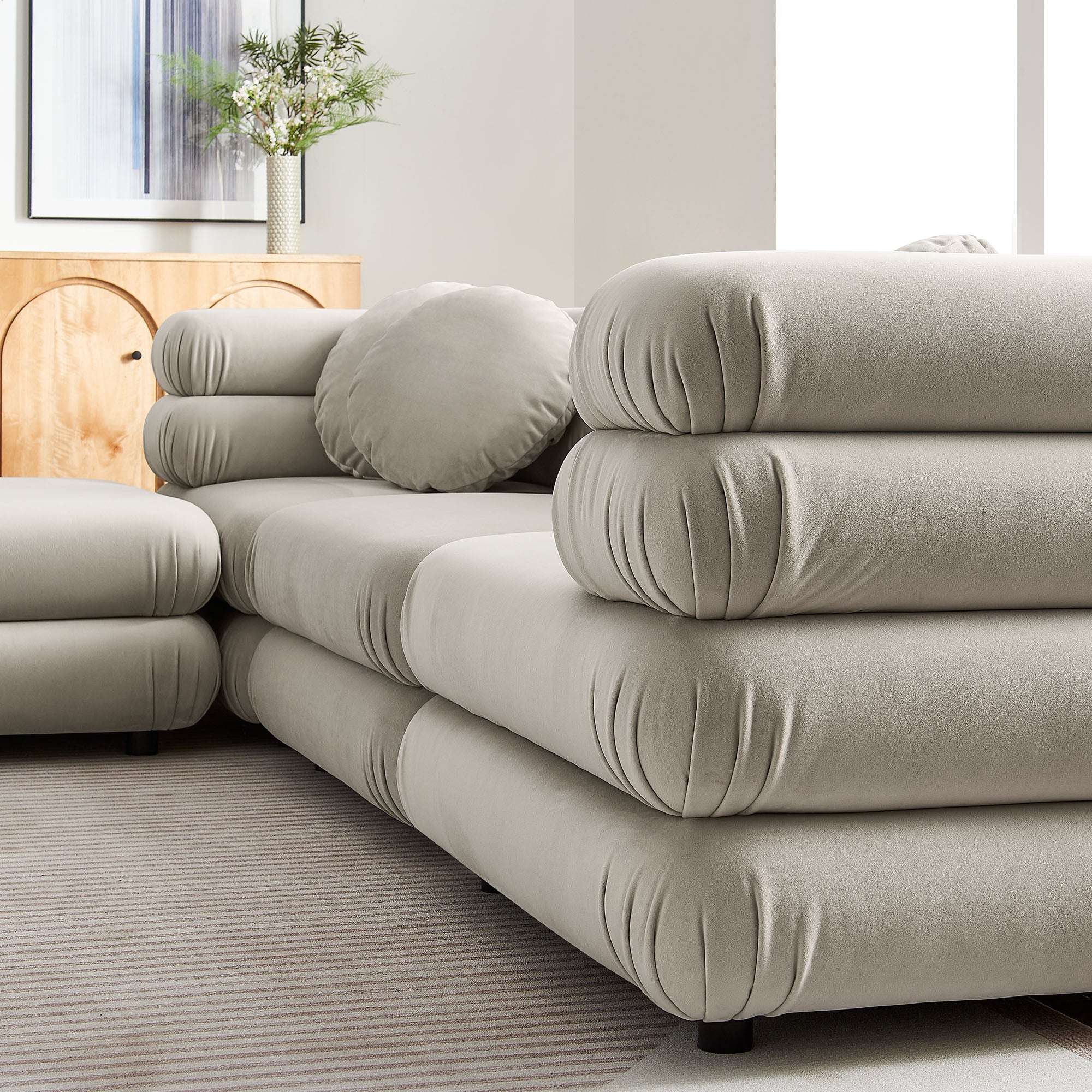 Jubilee 4-Piece Modular Performance Velvet Sectional Sofa by Modway - Image 4