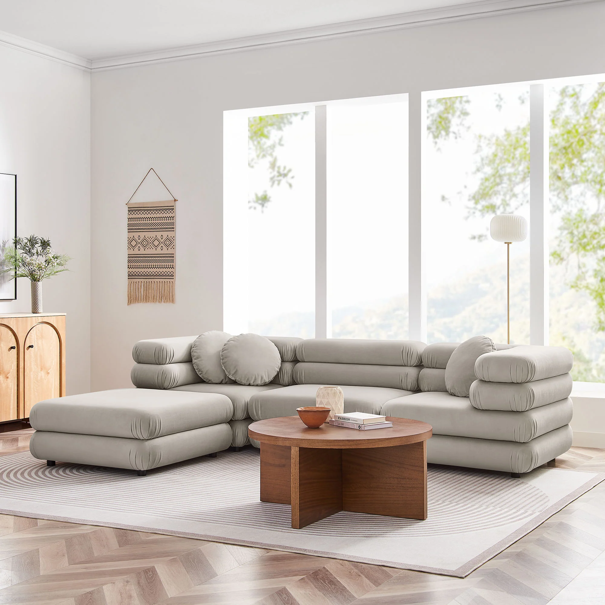 Jubilee 4-Piece Modular Performance Velvet Sectional Sofa by Modway - Image 5