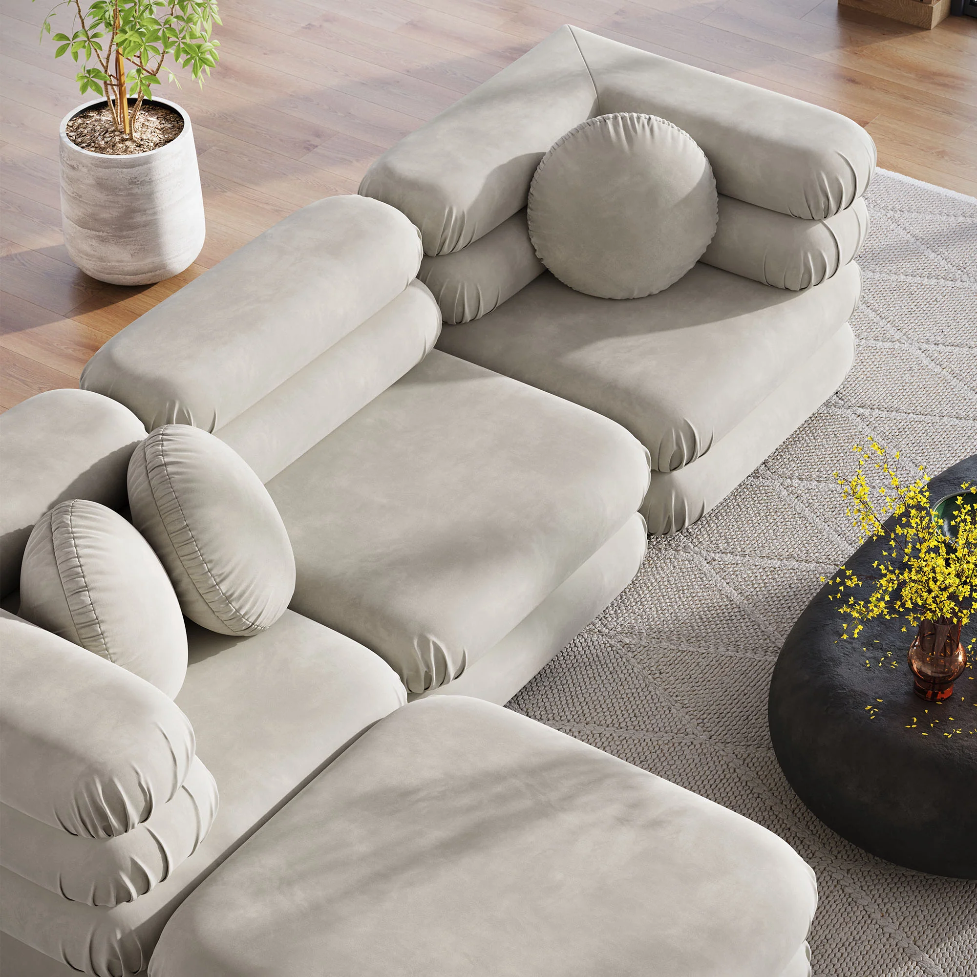 Jubilee 4-Piece Modular Performance Velvet Sectional Sofa by Modway - Image 6