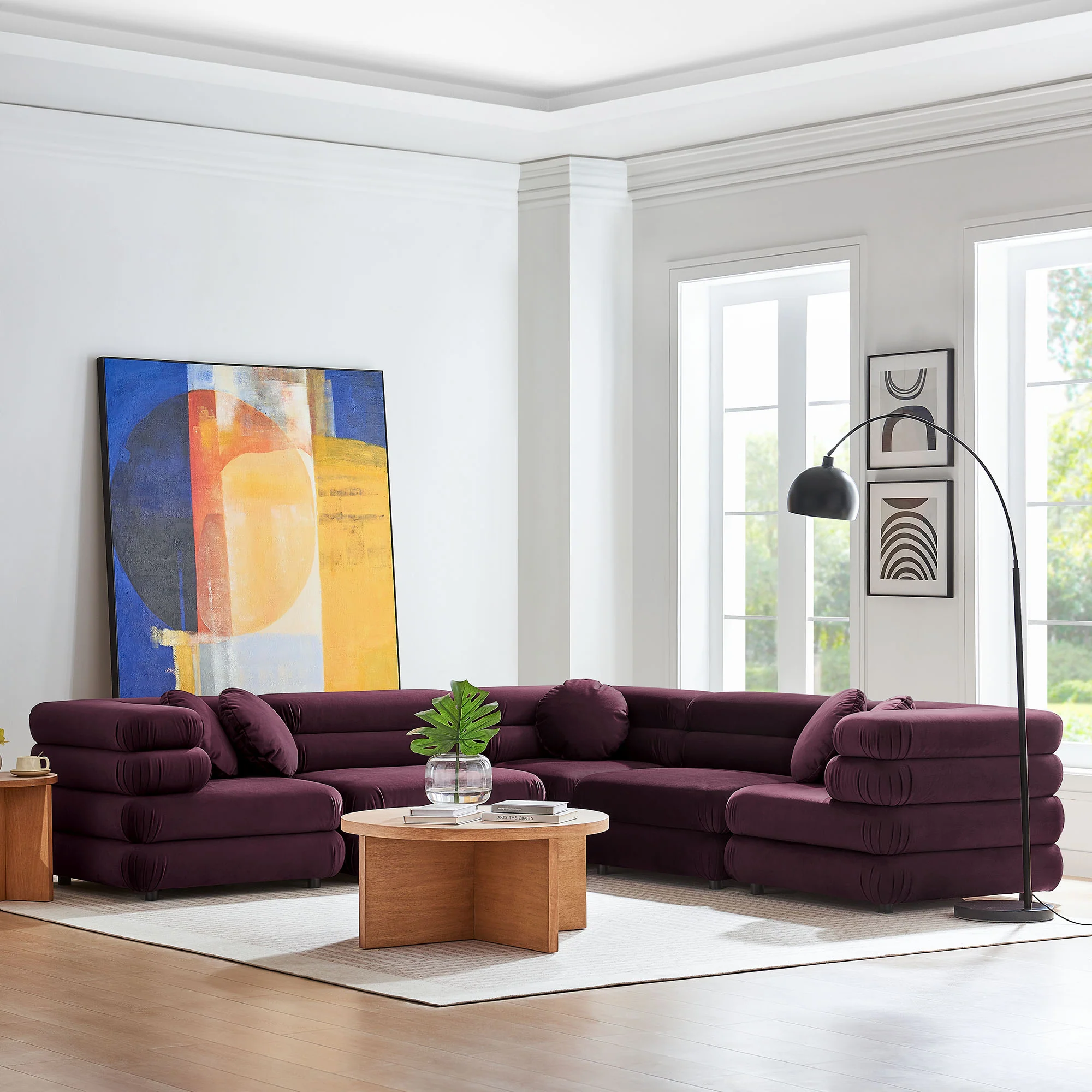 Jubilee 5-Piece Modular Performance Velvet Sectional Sofa by Modway - Image 11