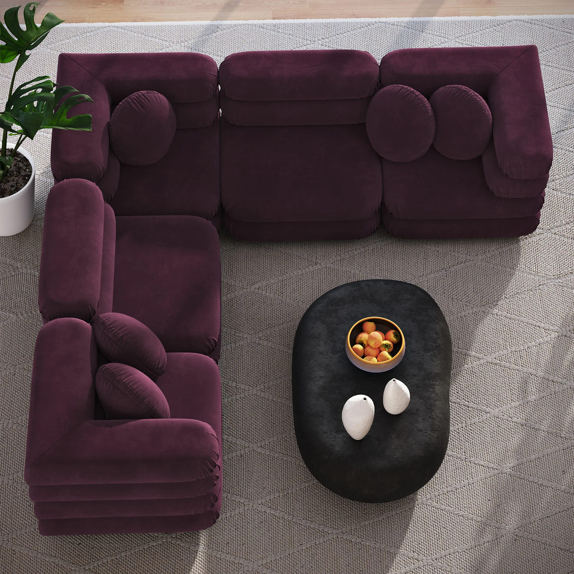 Jubilee 5-Piece Modular Performance Velvet Sectional Sofa by Modway - Image 12