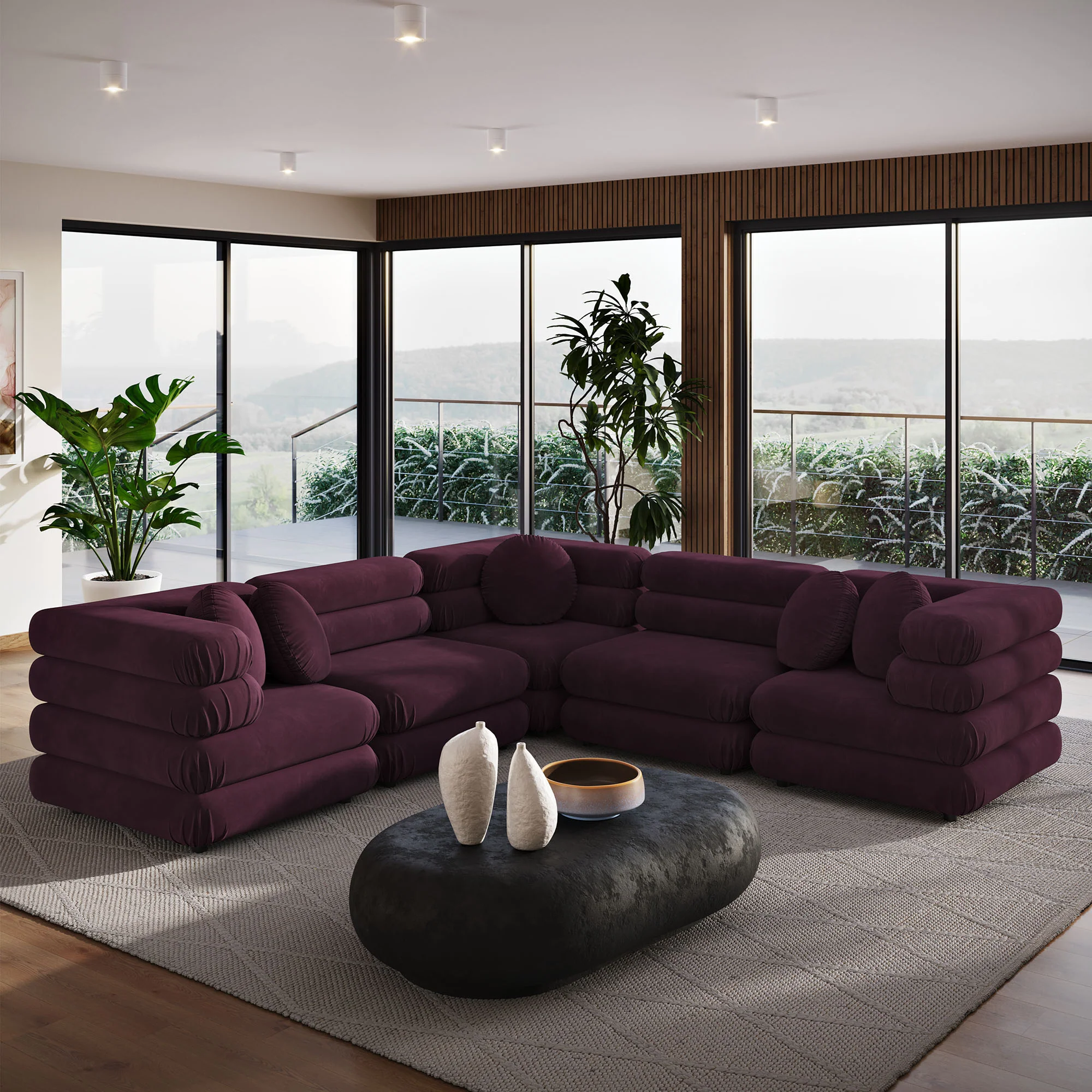 Jubilee 5-Piece Modular Performance Velvet Sectional Sofa by Modway - Image 13