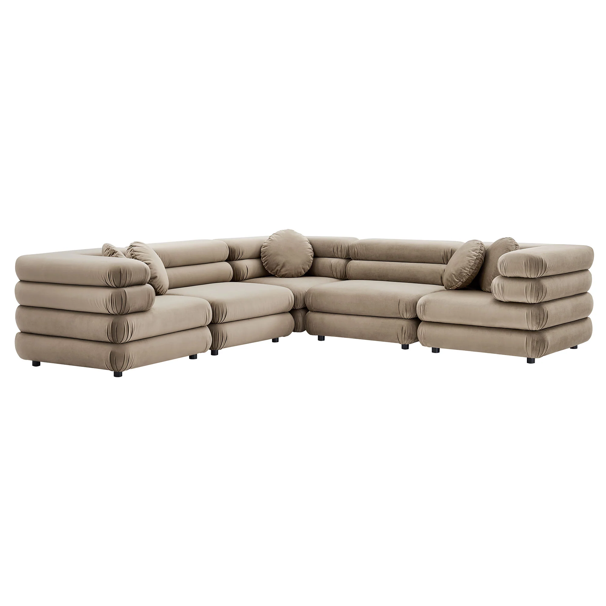 Jubilee 5-Piece Modular Performance Velvet Sectional Sofa by Modway - Image 15