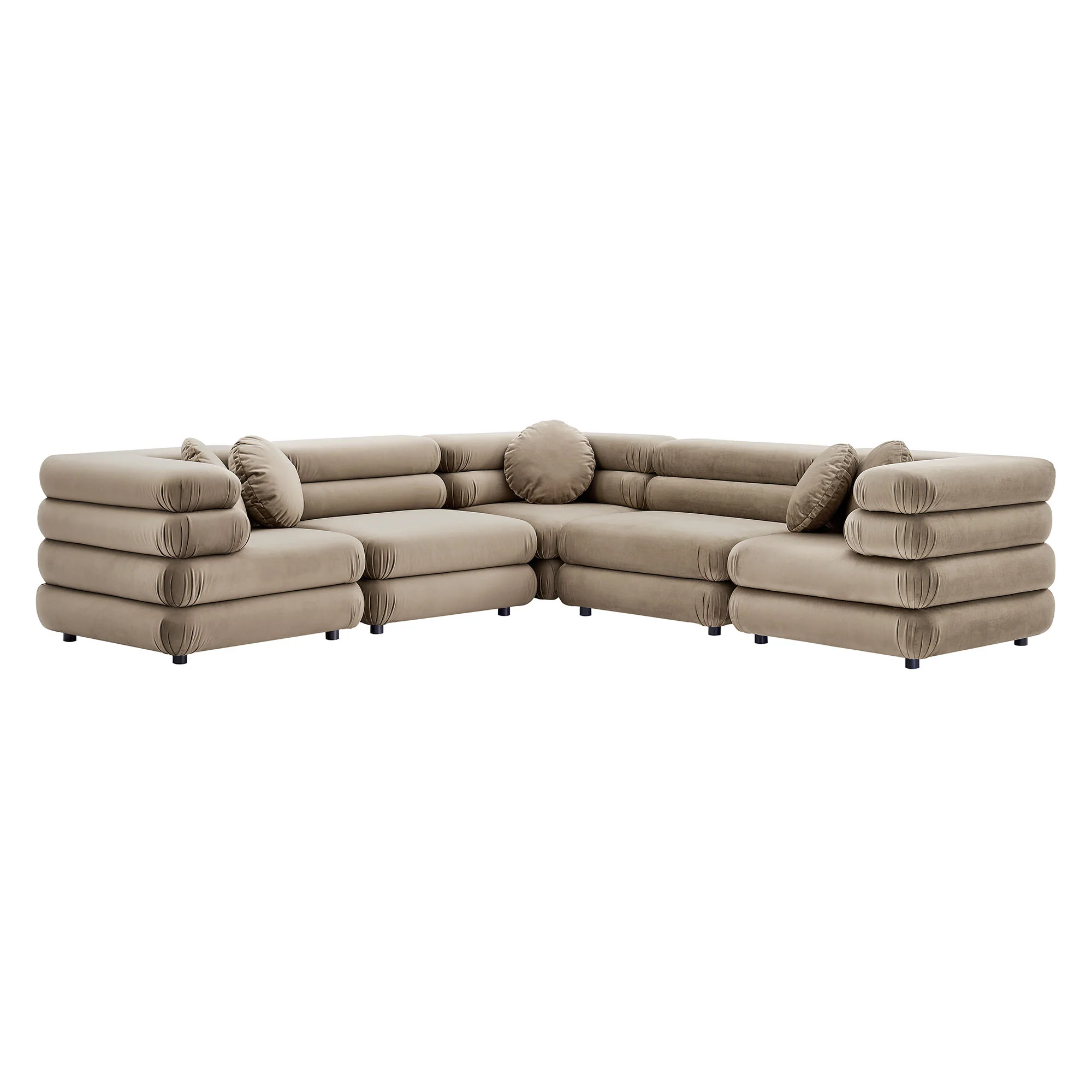 Jubilee 5-Piece Modular Performance Velvet Sectional Sofa by Modway - Image 16