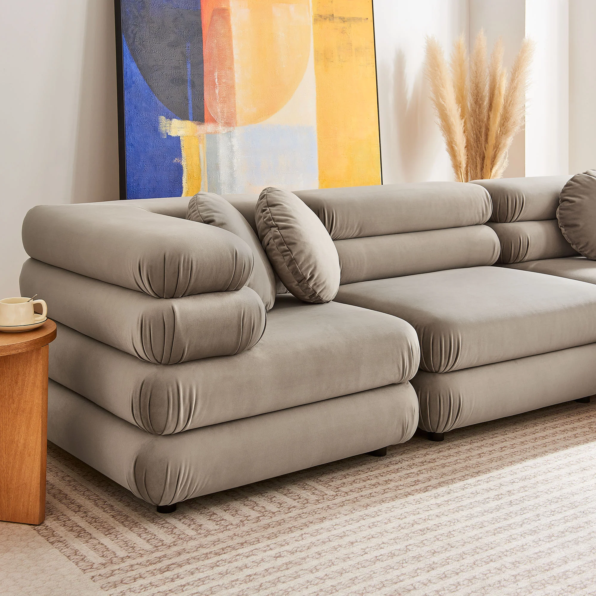 Jubilee 5-Piece Modular Performance Velvet Sectional Sofa by Modway - Image 17