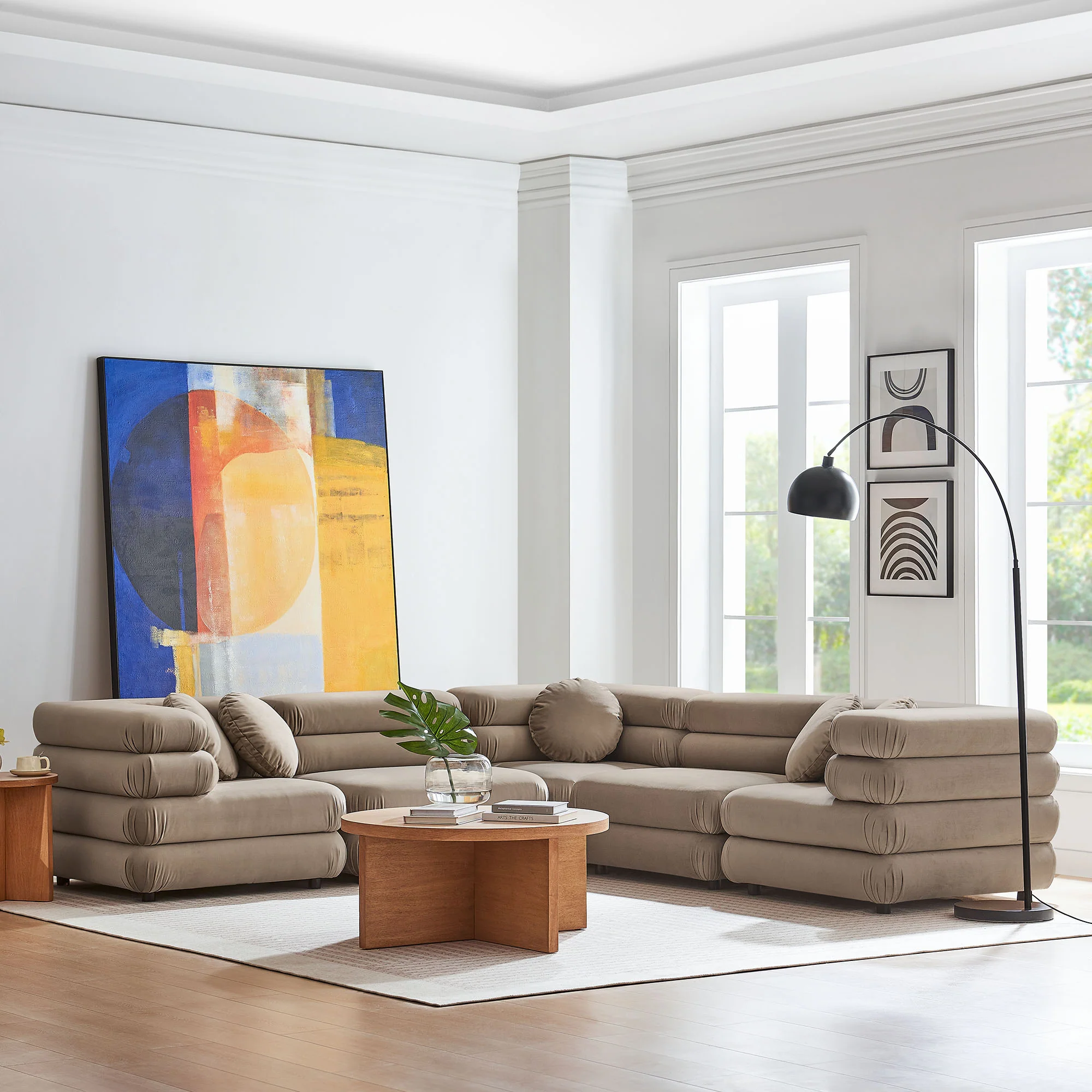 Jubilee 5-Piece Modular Performance Velvet Sectional Sofa by Modway - Image 18