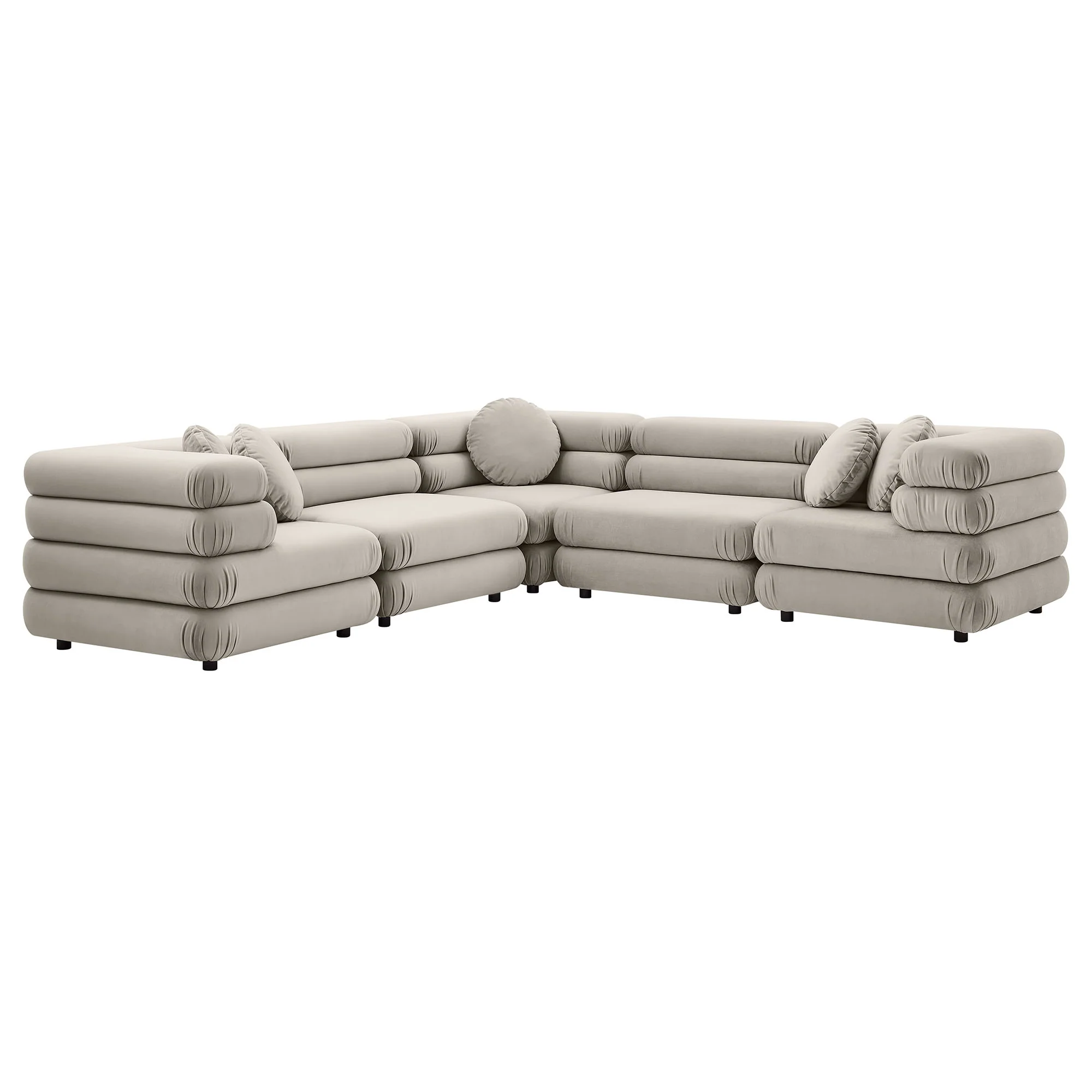 Jubilee 5-Piece Modular Performance Velvet Sectional Sofa by Modway - Image 2