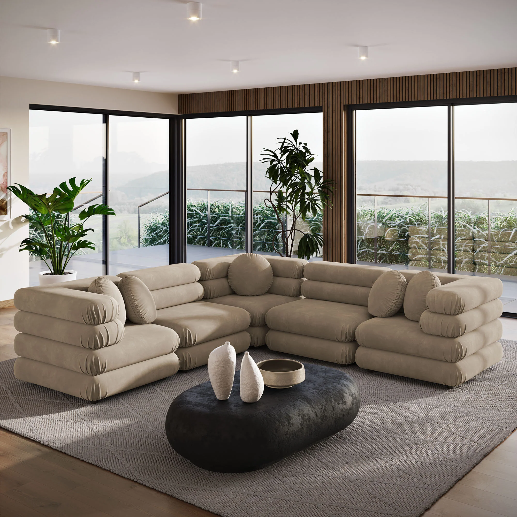 Jubilee 5-Piece Modular Performance Velvet Sectional Sofa by Modway - Image 20