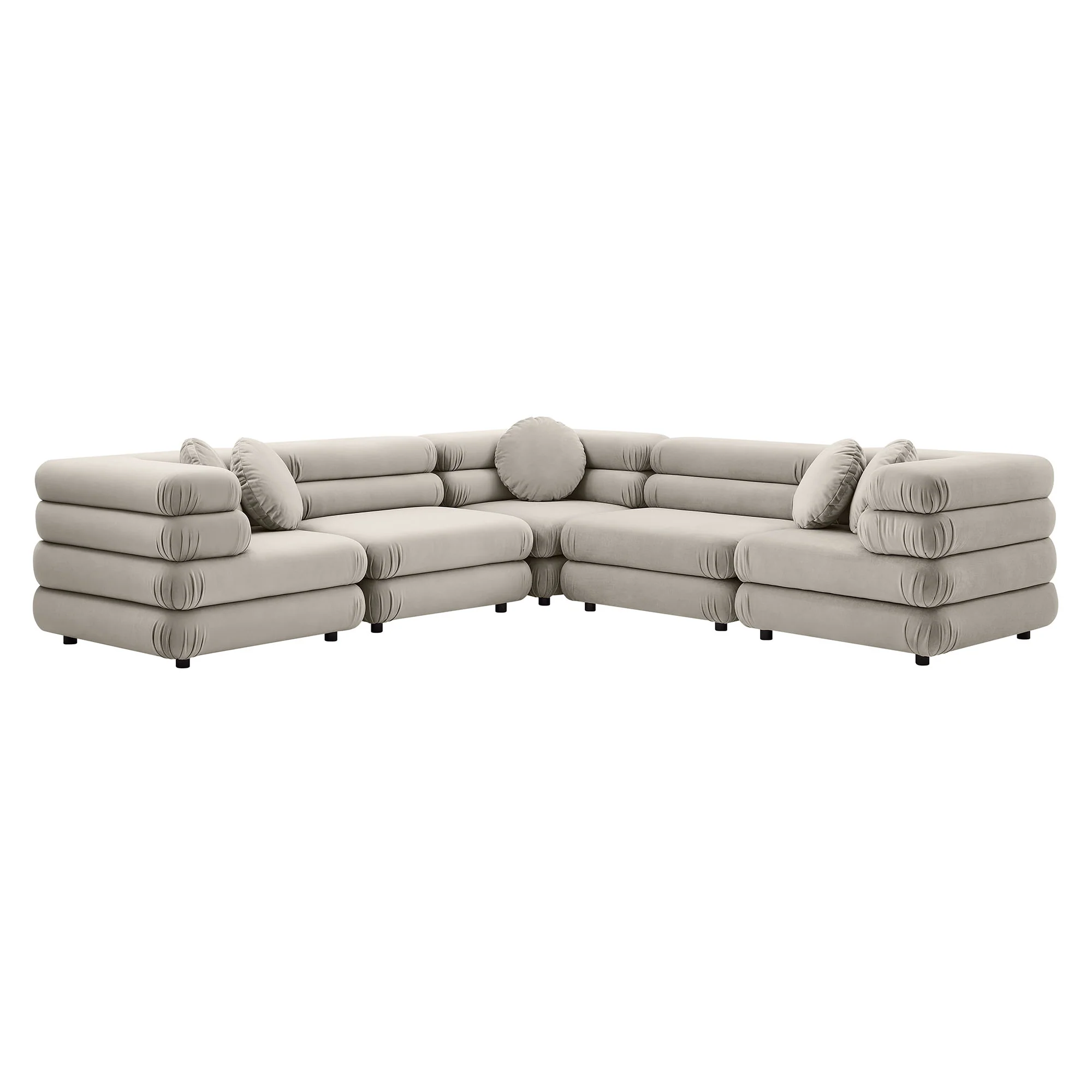 Jubilee 5-Piece Modular Performance Velvet Sectional Sofa by Modway - Image 3