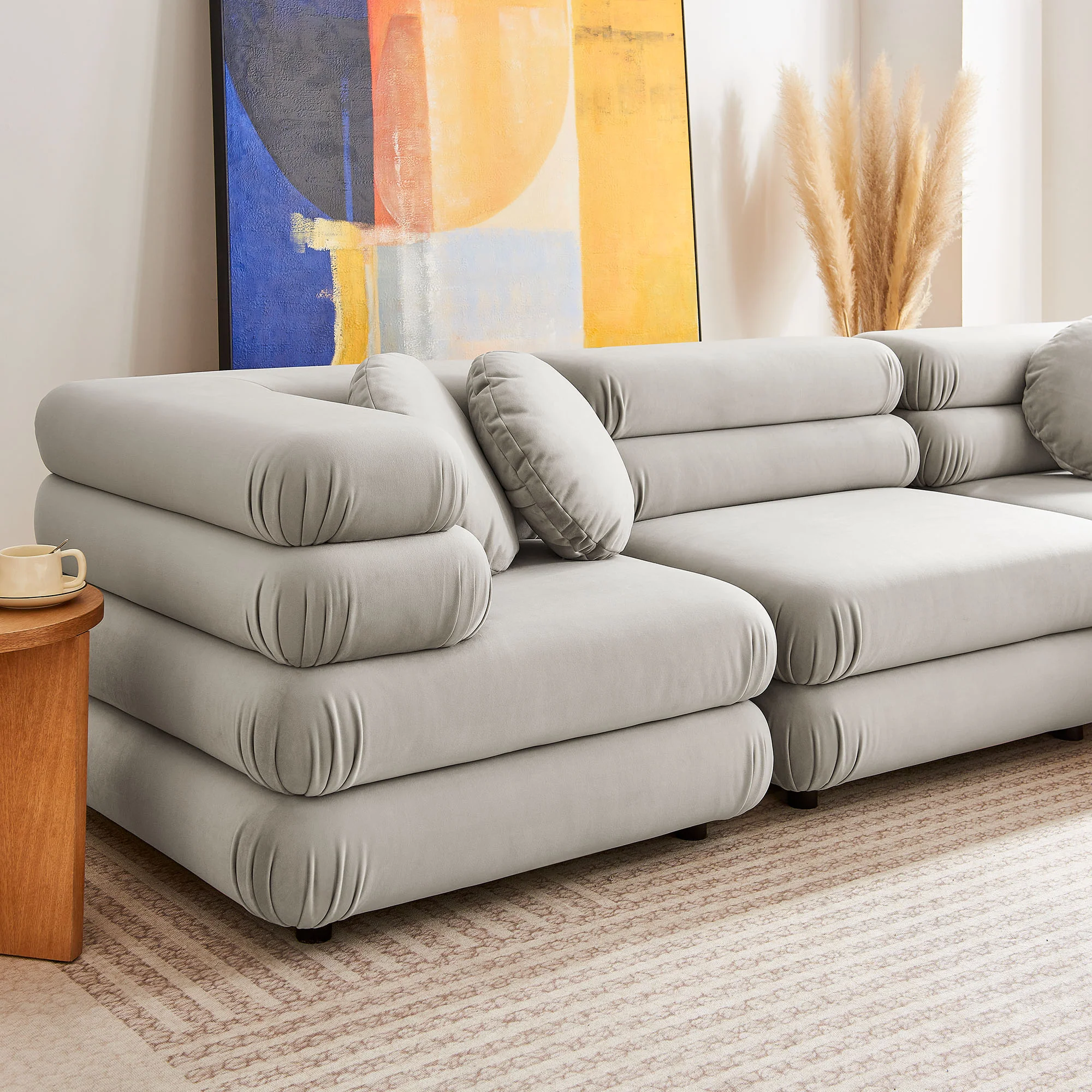 Jubilee 5-Piece Modular Performance Velvet Sectional Sofa by Modway - Image 4