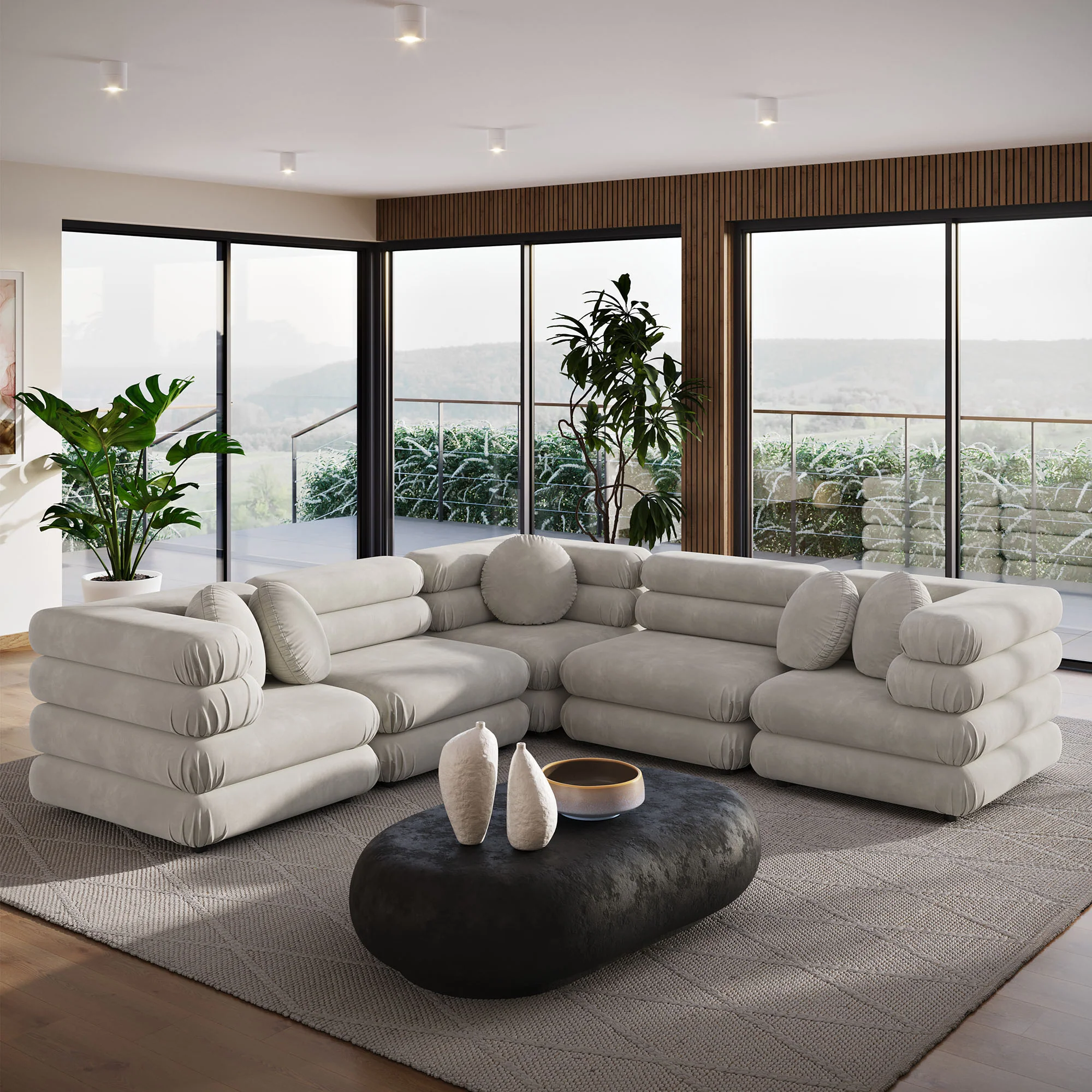 Jubilee 5-Piece Modular Performance Velvet Sectional Sofa by Modway - Image 6