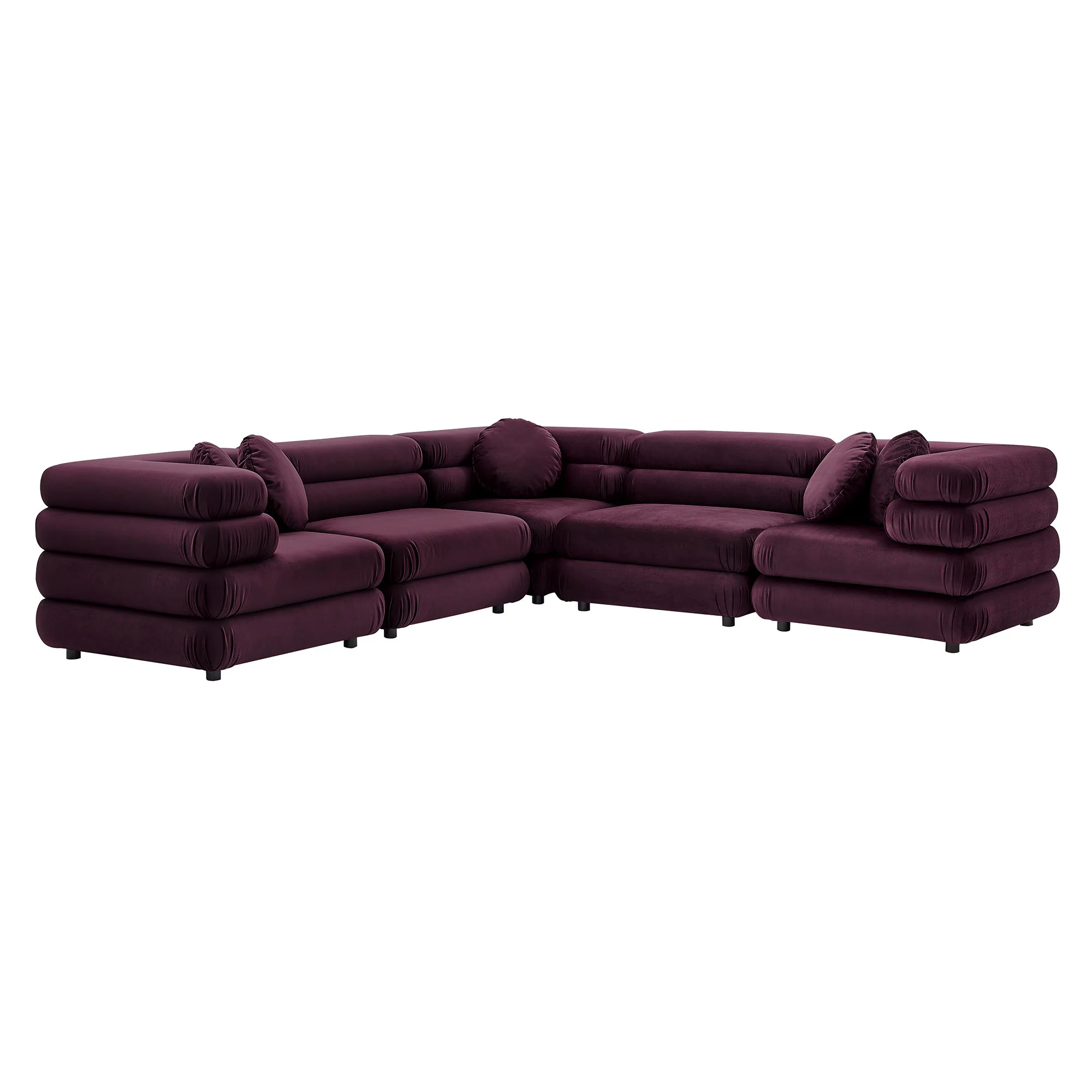 Jubilee 5-Piece Modular Performance Velvet Sectional Sofa by Modway - Image 8