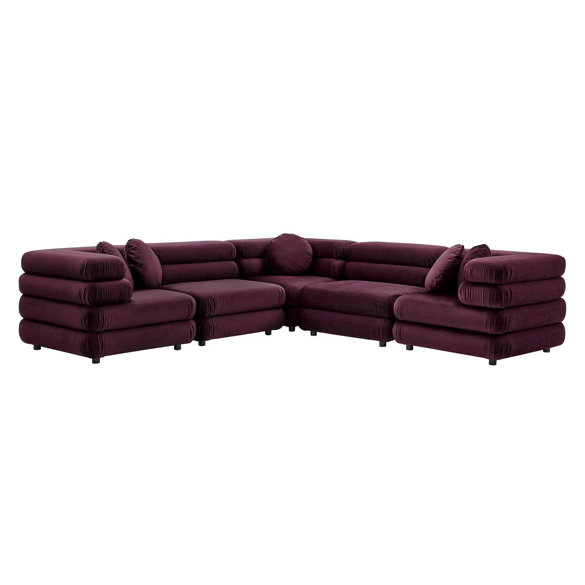 Jubilee 5-Piece Modular Performance Velvet Sectional Sofa by Modway - Image 9