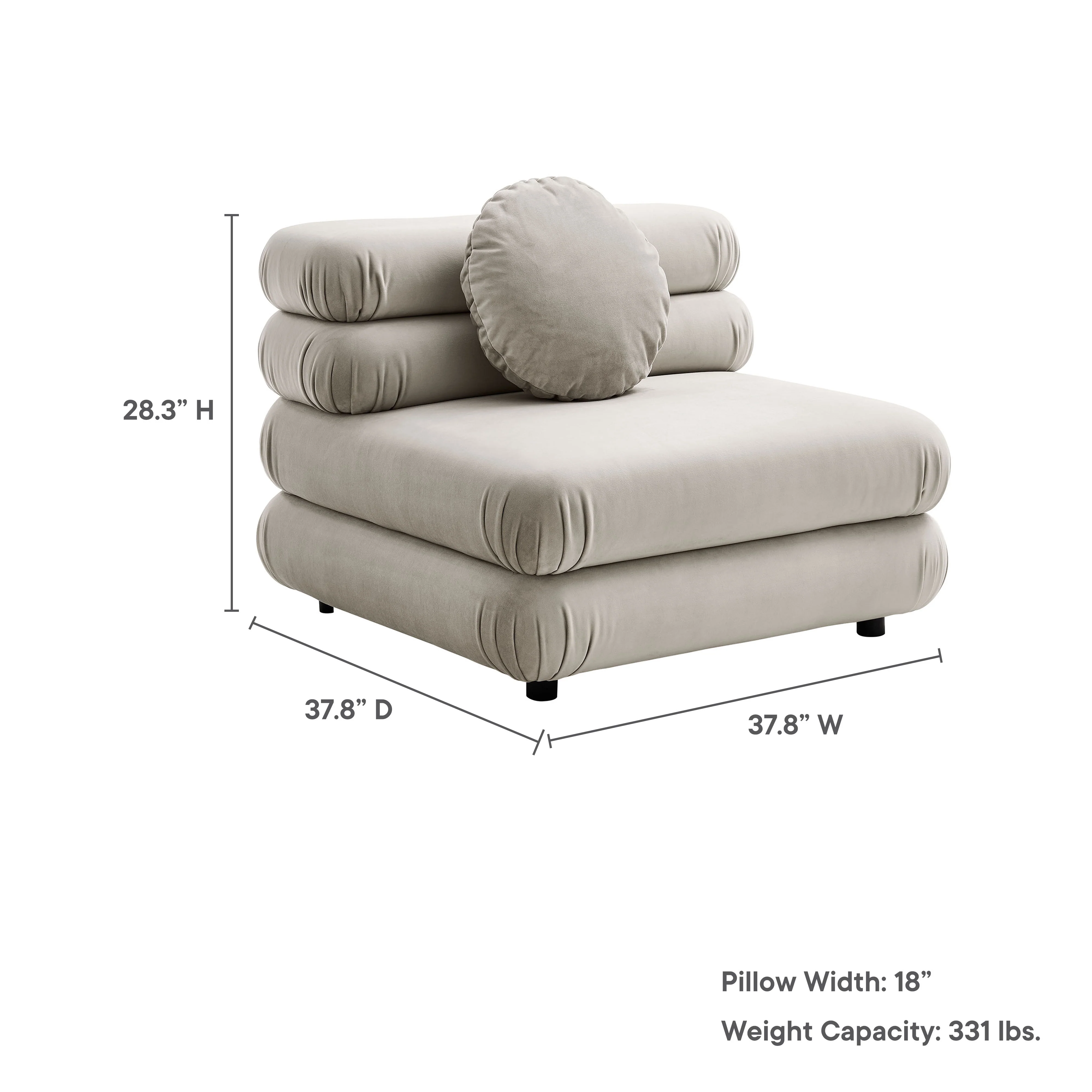 Jubilee Modular Performance Velvet Armless Chair by Modway - Image 11