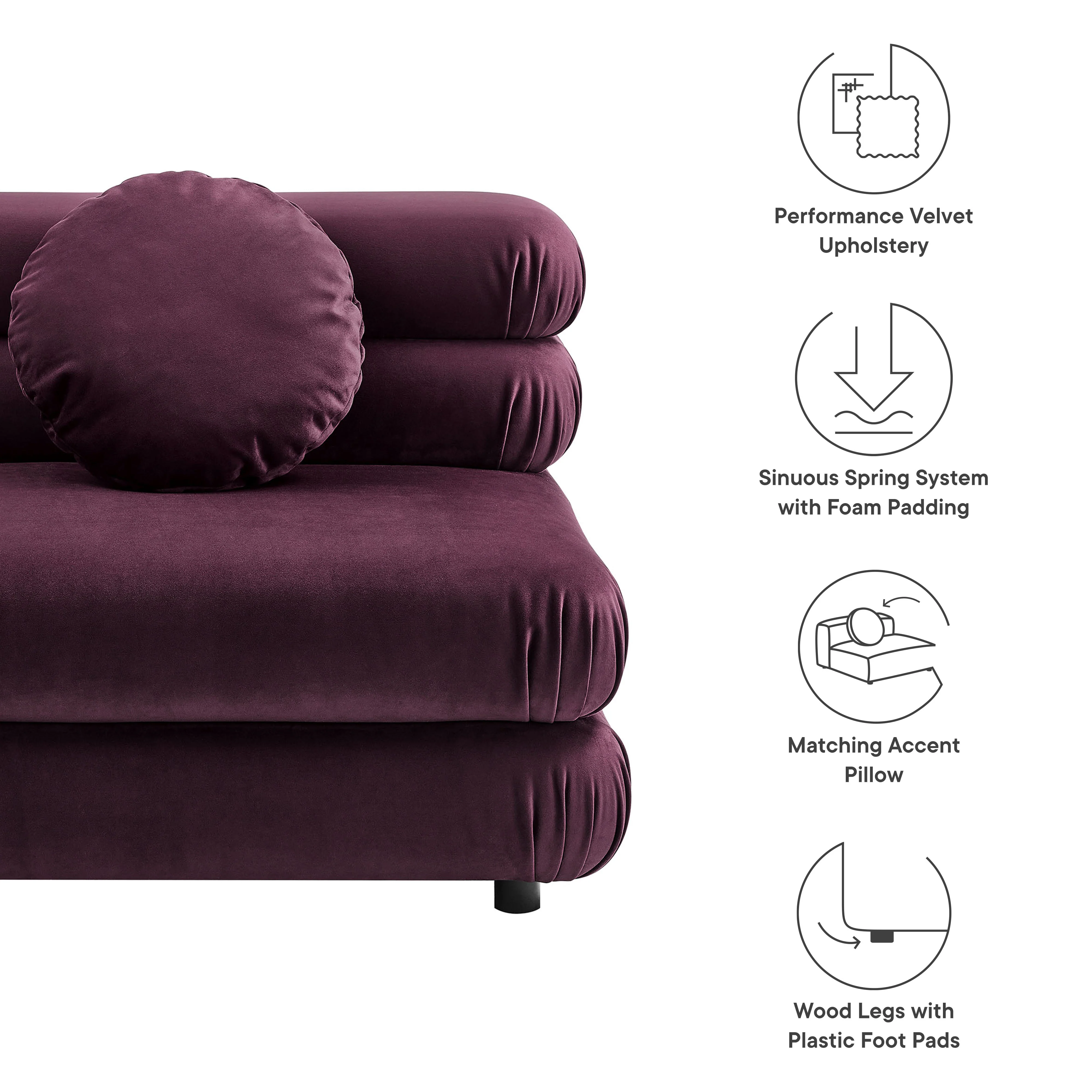 Jubilee Modular Performance Velvet Armless Chair by Modway - Image 21