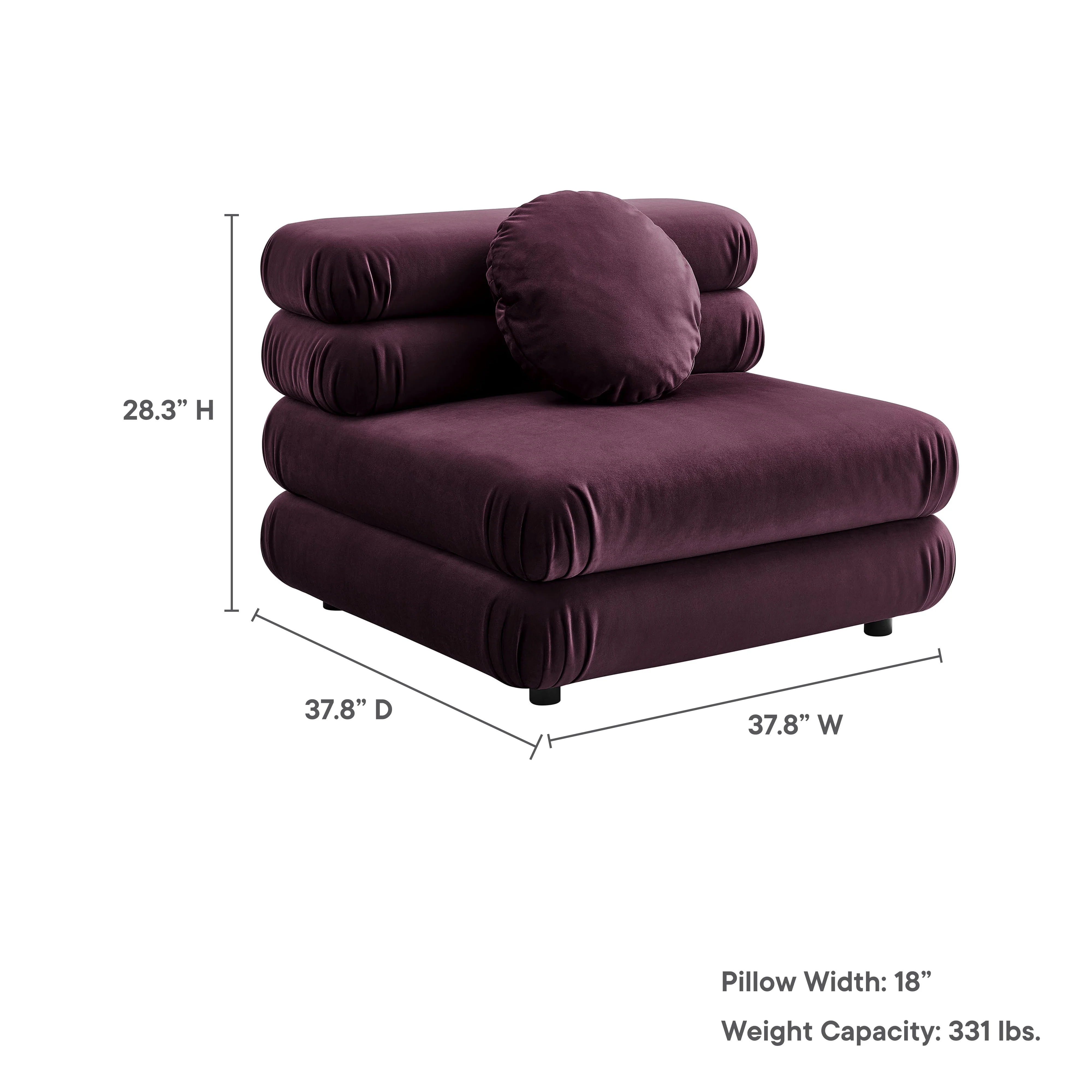 Jubilee Modular Performance Velvet Armless Chair by Modway - Image 22