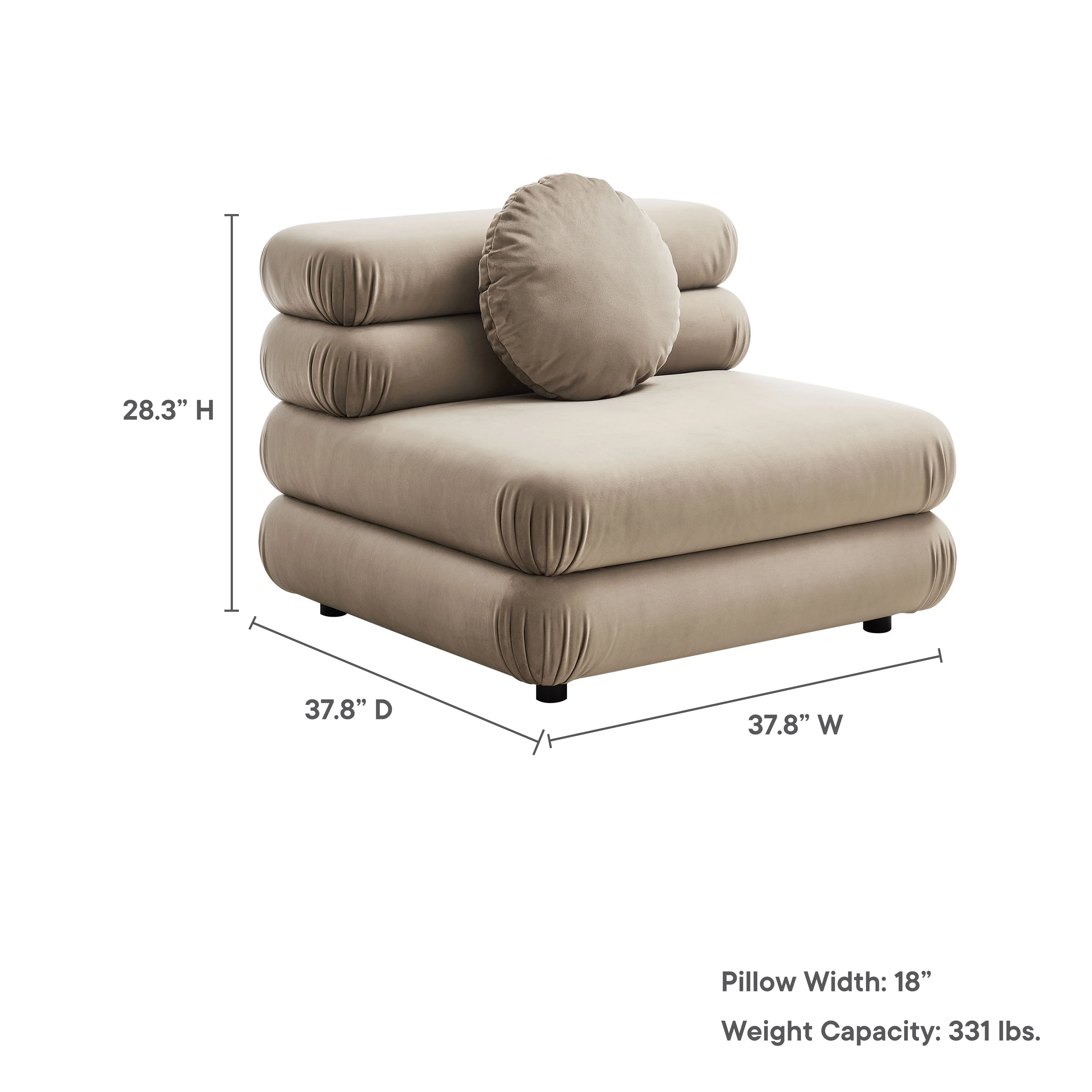 Jubilee Modular Performance Velvet Armless Chair by Modway - Image 33