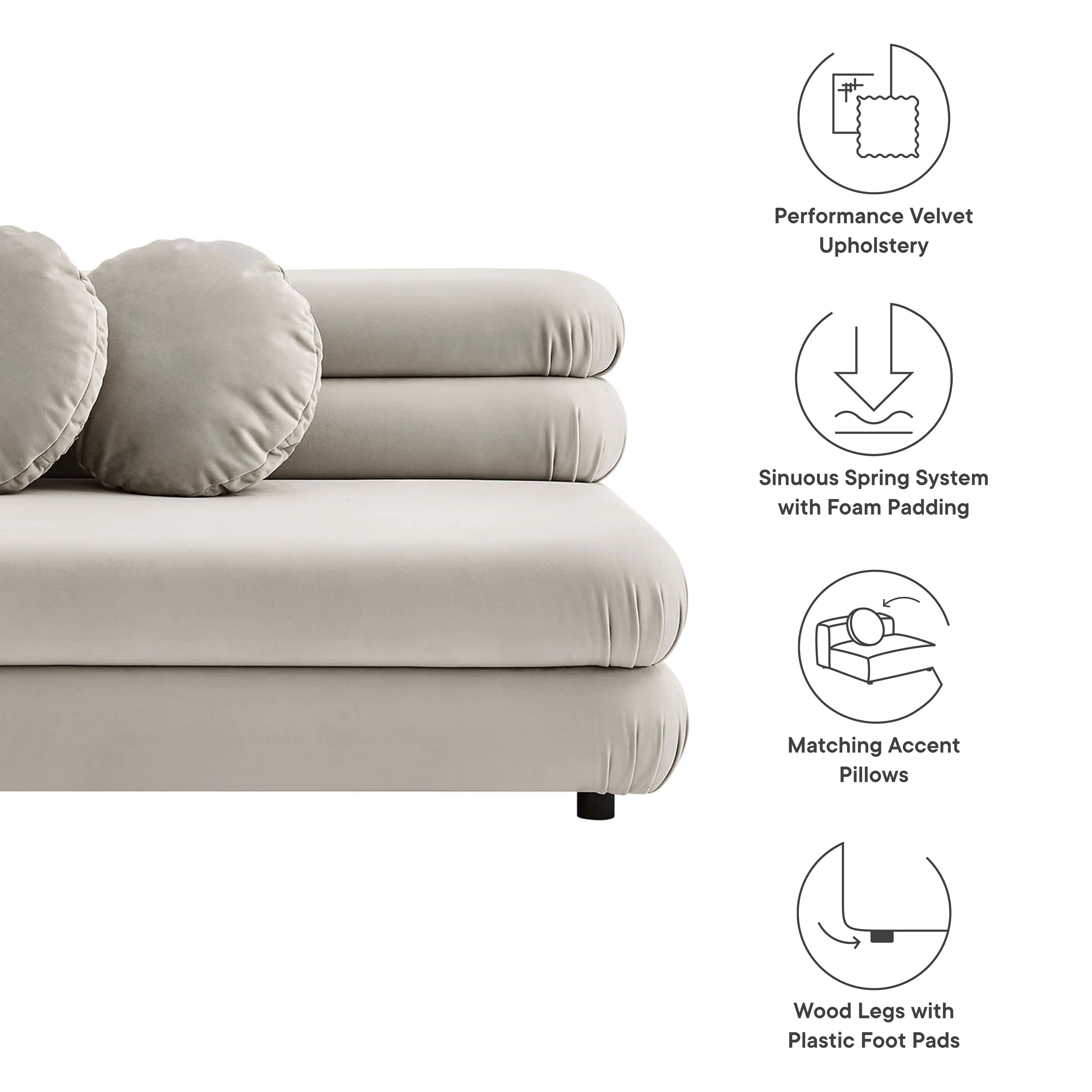 Jubilee Modular Performance Velvet Armless Loveseat by Modway - Image 11