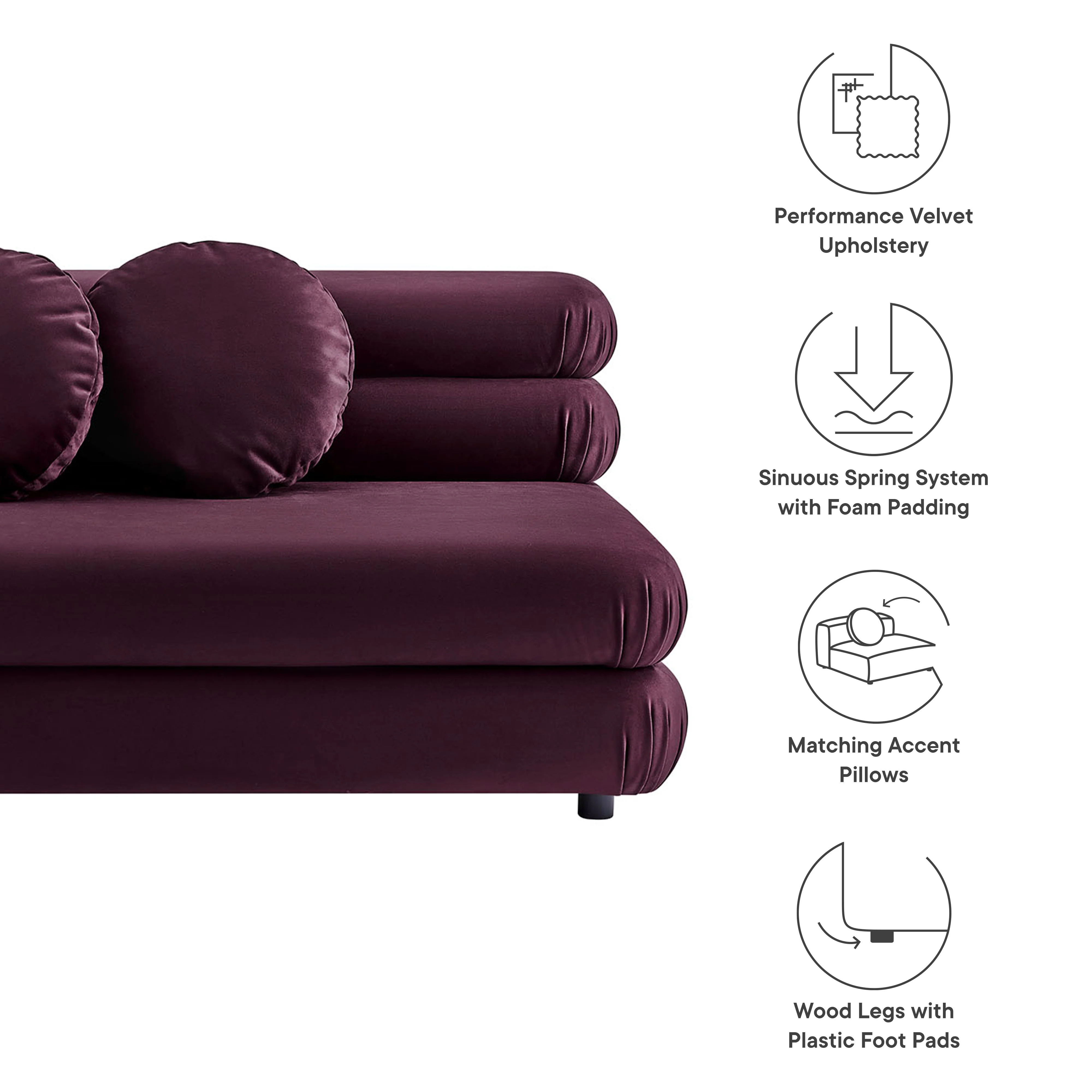 Jubilee Modular Performance Velvet Armless Loveseat by Modway - Image 23