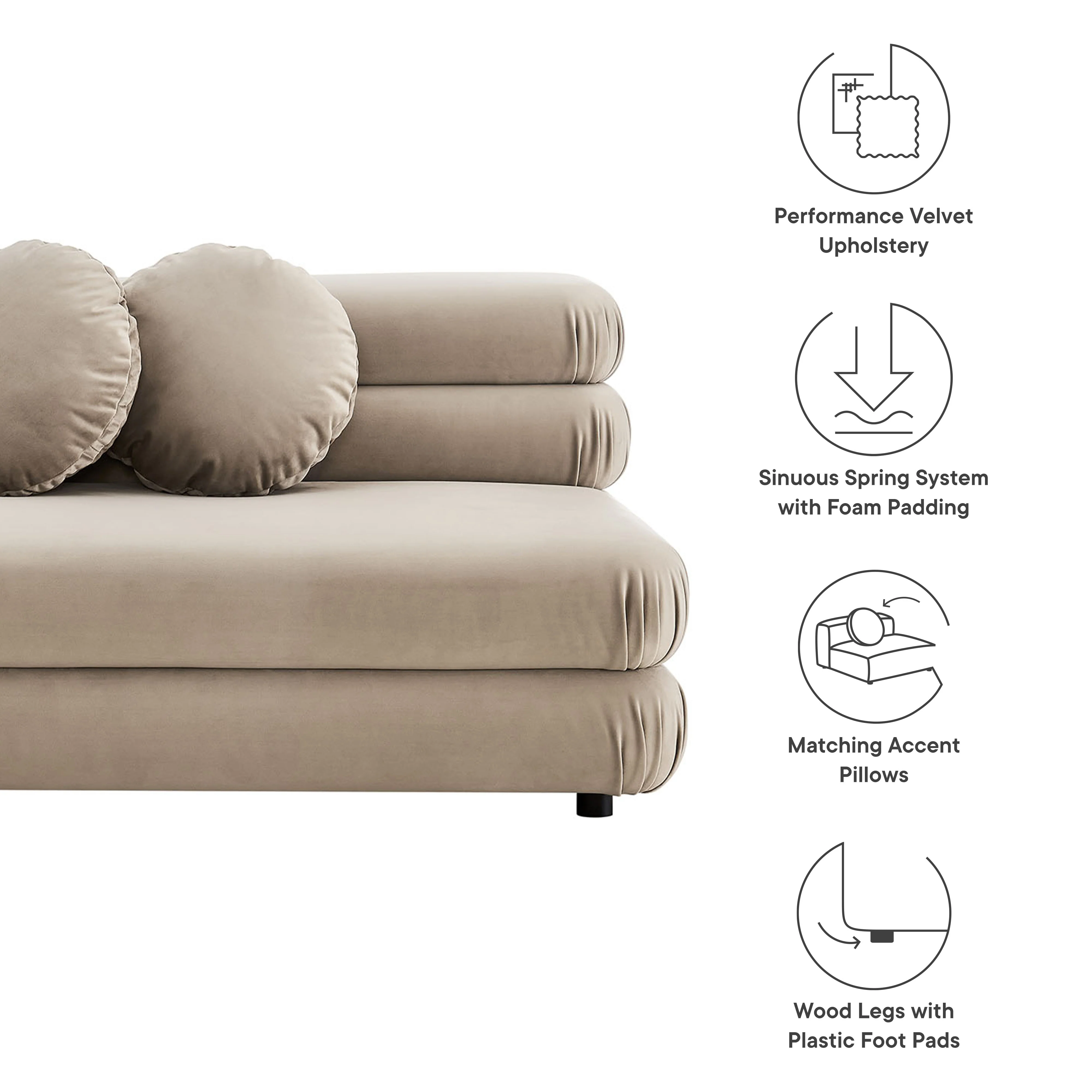 Jubilee Modular Performance Velvet Armless Loveseat by Modway - Image 35