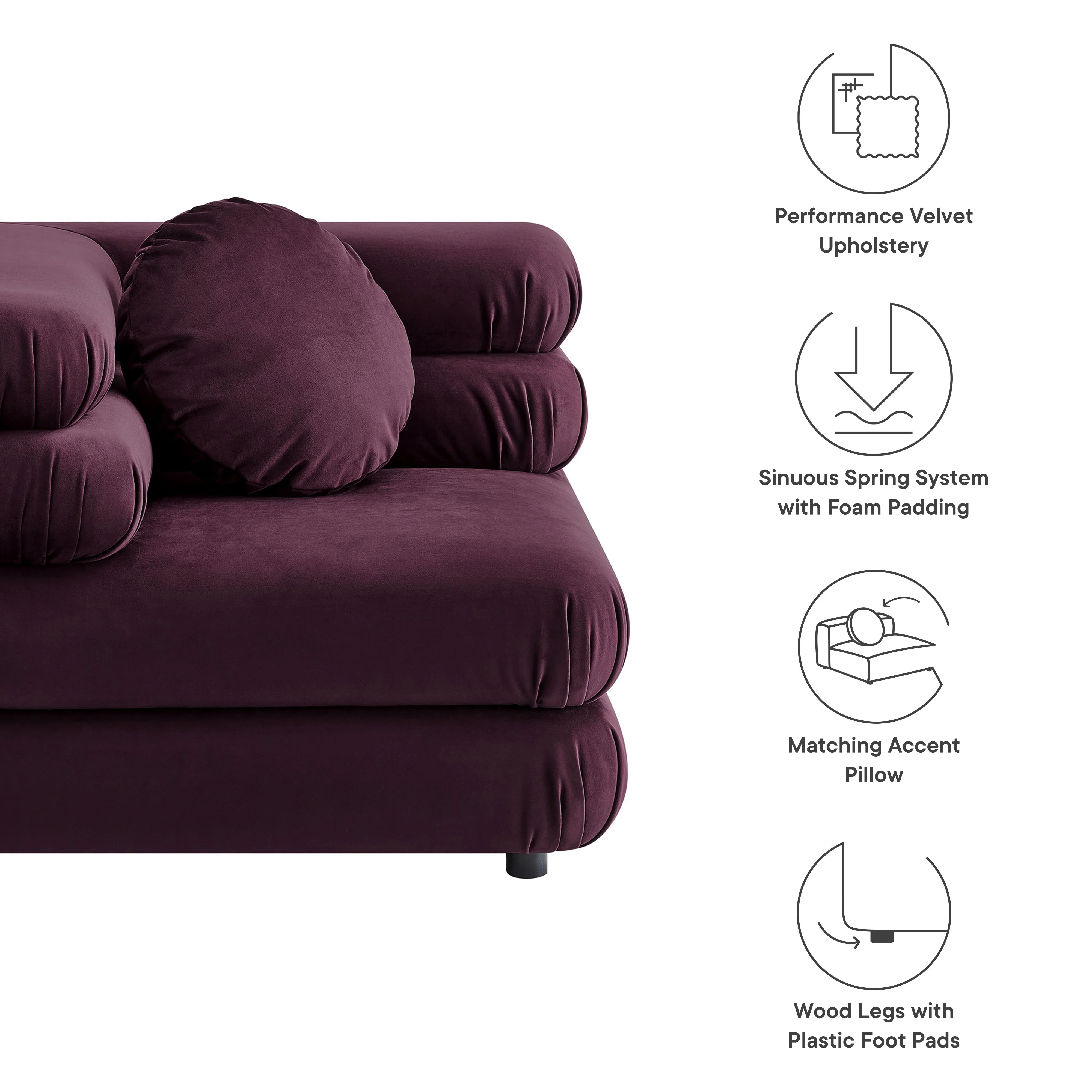 Jubilee Modular Performance Velvet Corner Chair by Modway - Image 19