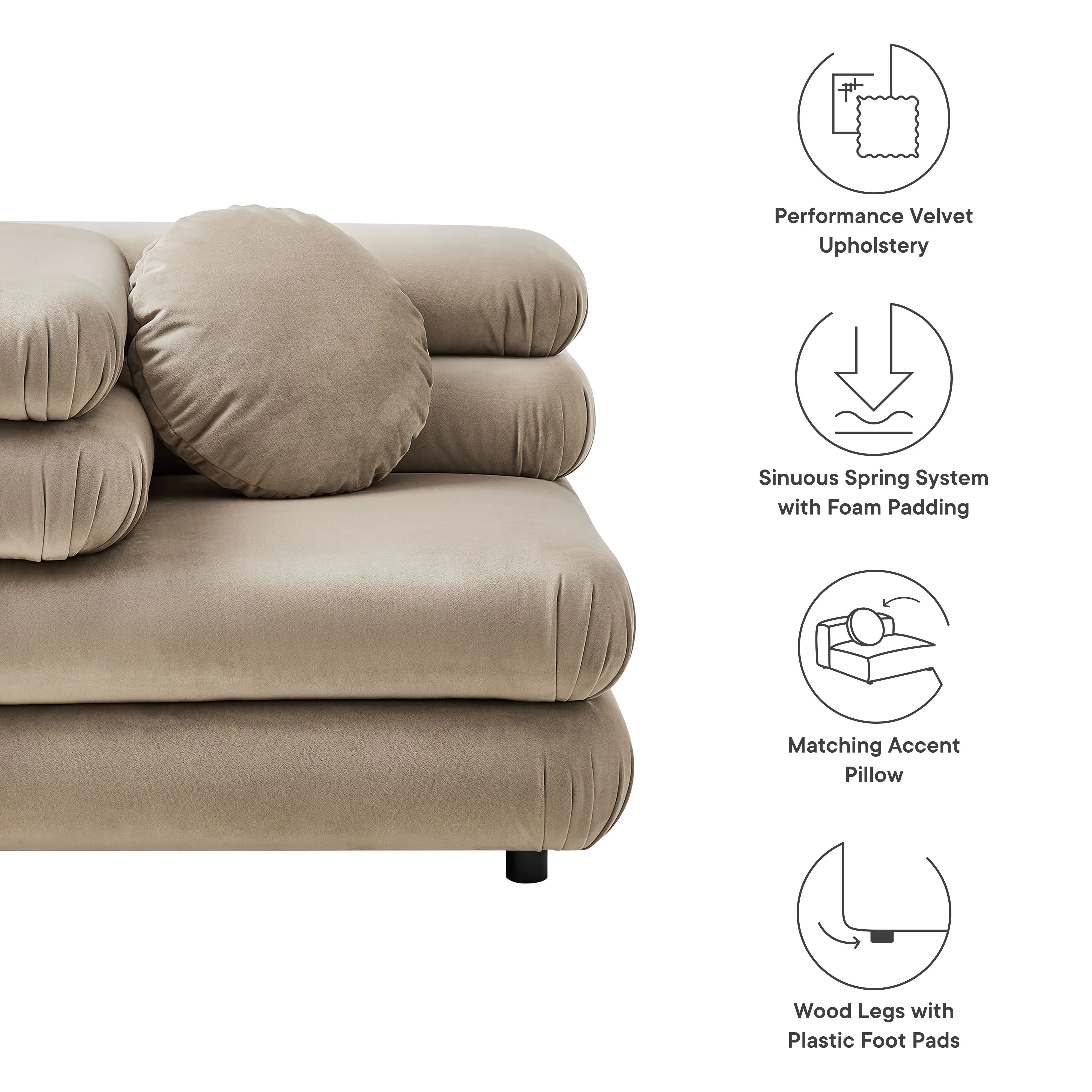 Jubilee Modular Performance Velvet Corner Chair by Modway - Image 29