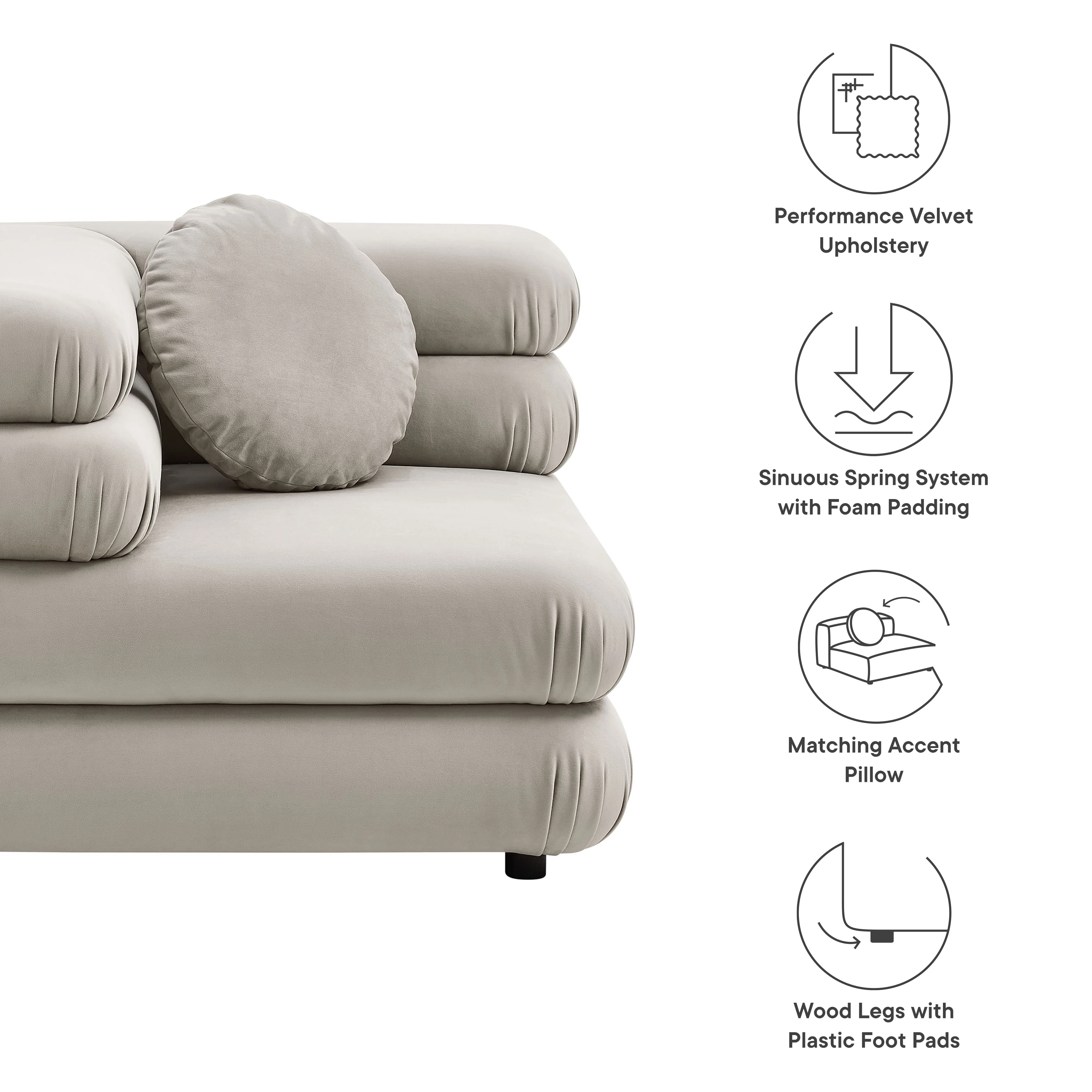 Jubilee Modular Performance Velvet Corner Chair by Modway - Image 9