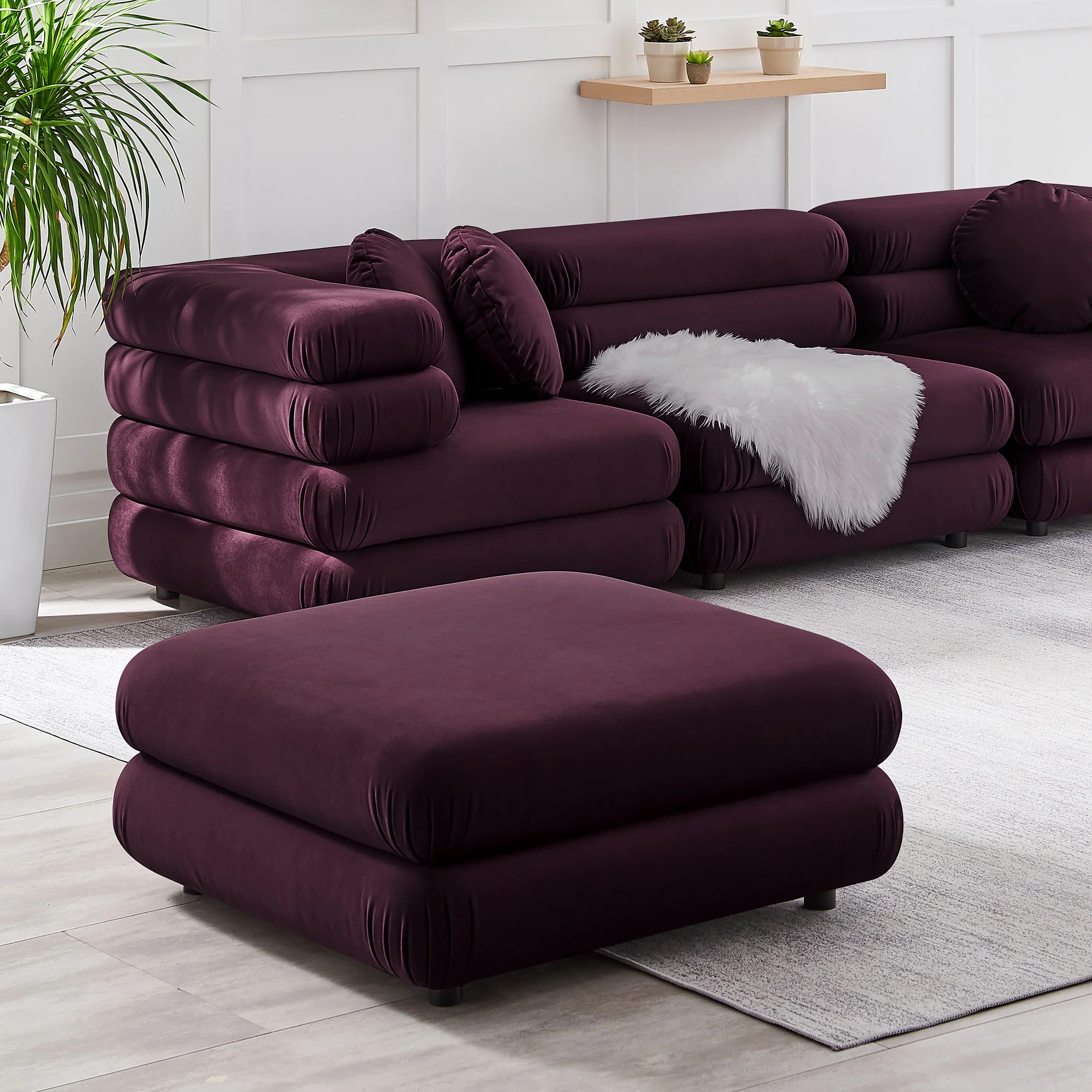 Jubilee Modular Performance Velvet Ottoman by Modway - Image 14