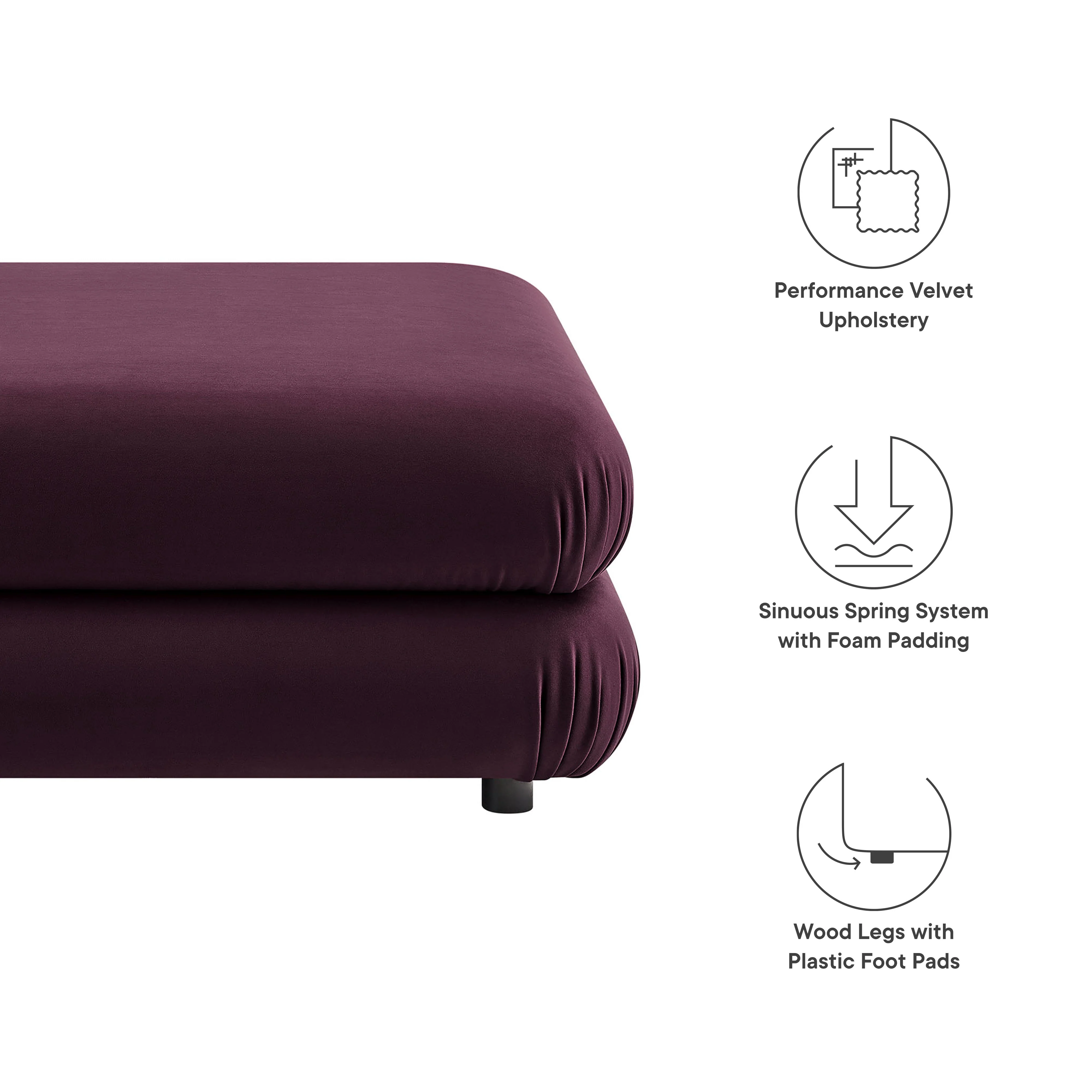Jubilee Modular Performance Velvet Ottoman by Modway - Image 17