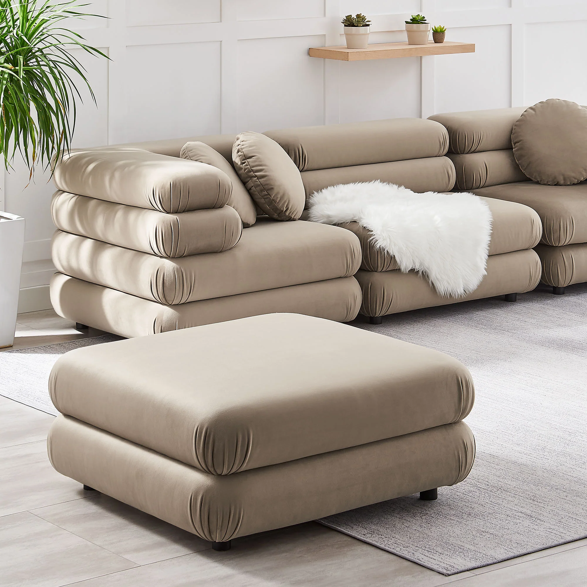 Jubilee Modular Performance Velvet Ottoman by Modway - Image 23