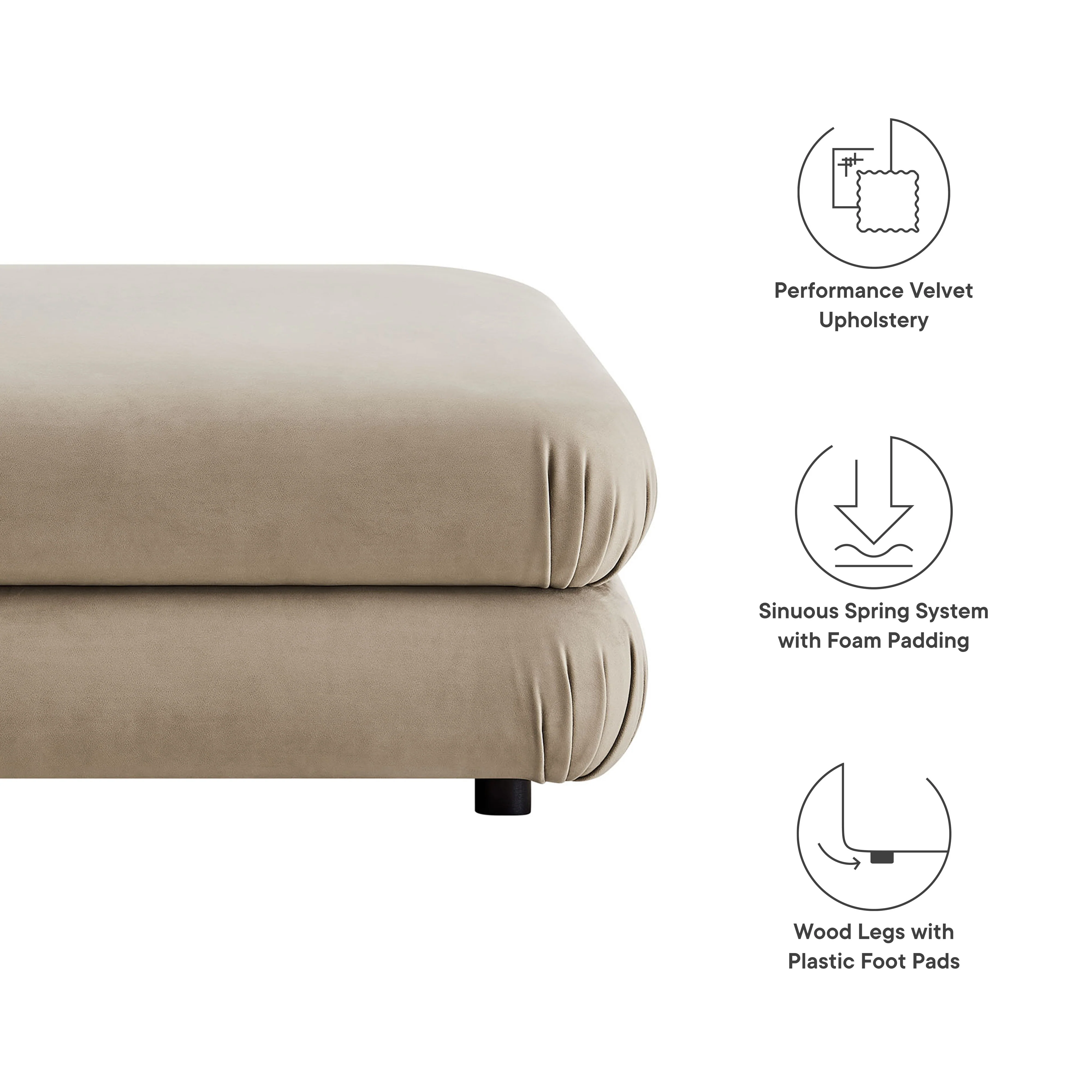 Jubilee Modular Performance Velvet Ottoman by Modway - Image 26