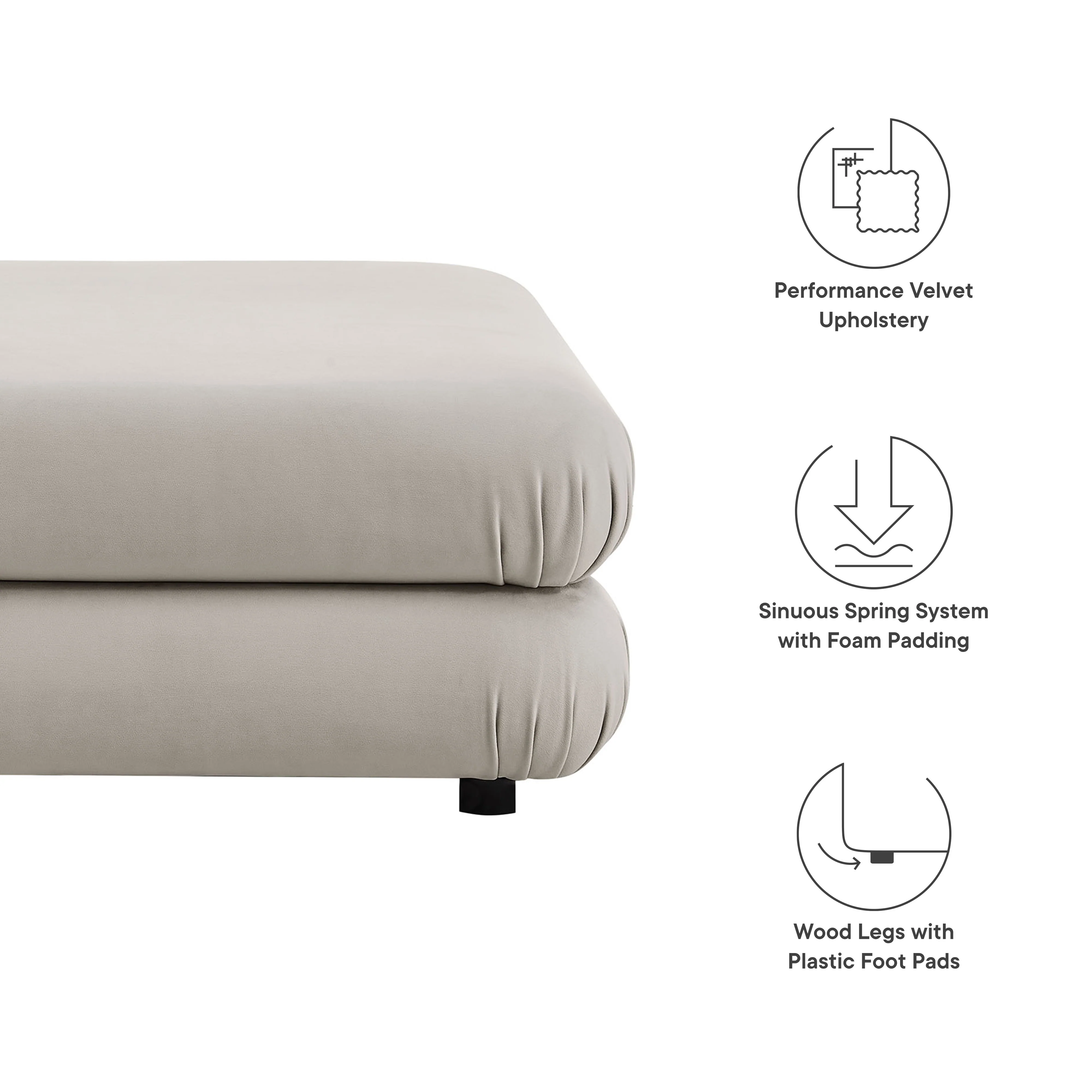 Jubilee Modular Performance Velvet Ottoman by Modway - Image 8