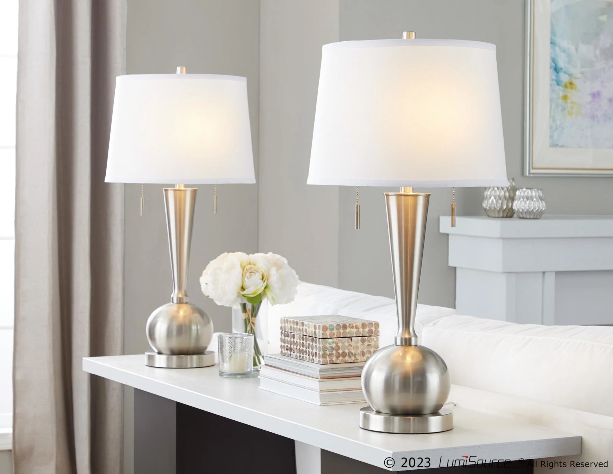 Jules 30.25" Metal Table Lamp with USB - Set of 2 By LumiSource - GTS30-JULES BNIW2 - Image 2