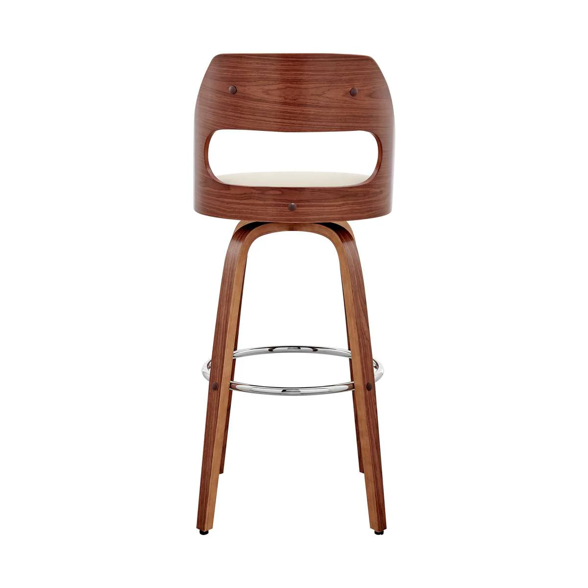 Julius 26" Cream Faux Leather and Walnut Wood Bar Stool By Armen Living - Image 4