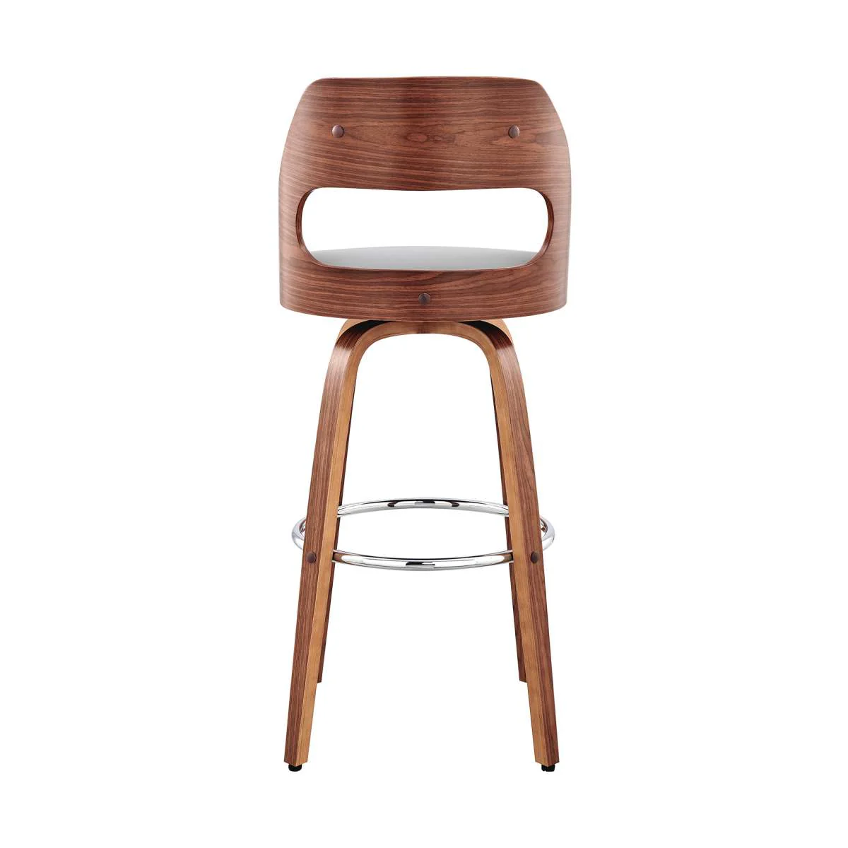 Julius 26" Gray Faux Leather and Walnut Wood Bar Stool By Armen Living - Image 4