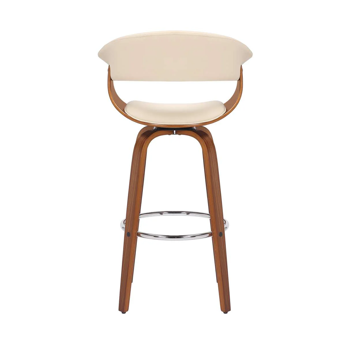 Julyssa 26" Counter Height Swivel Cream Faux Leather and Walnut Wood Bar Stool By Armen Living - Image 4