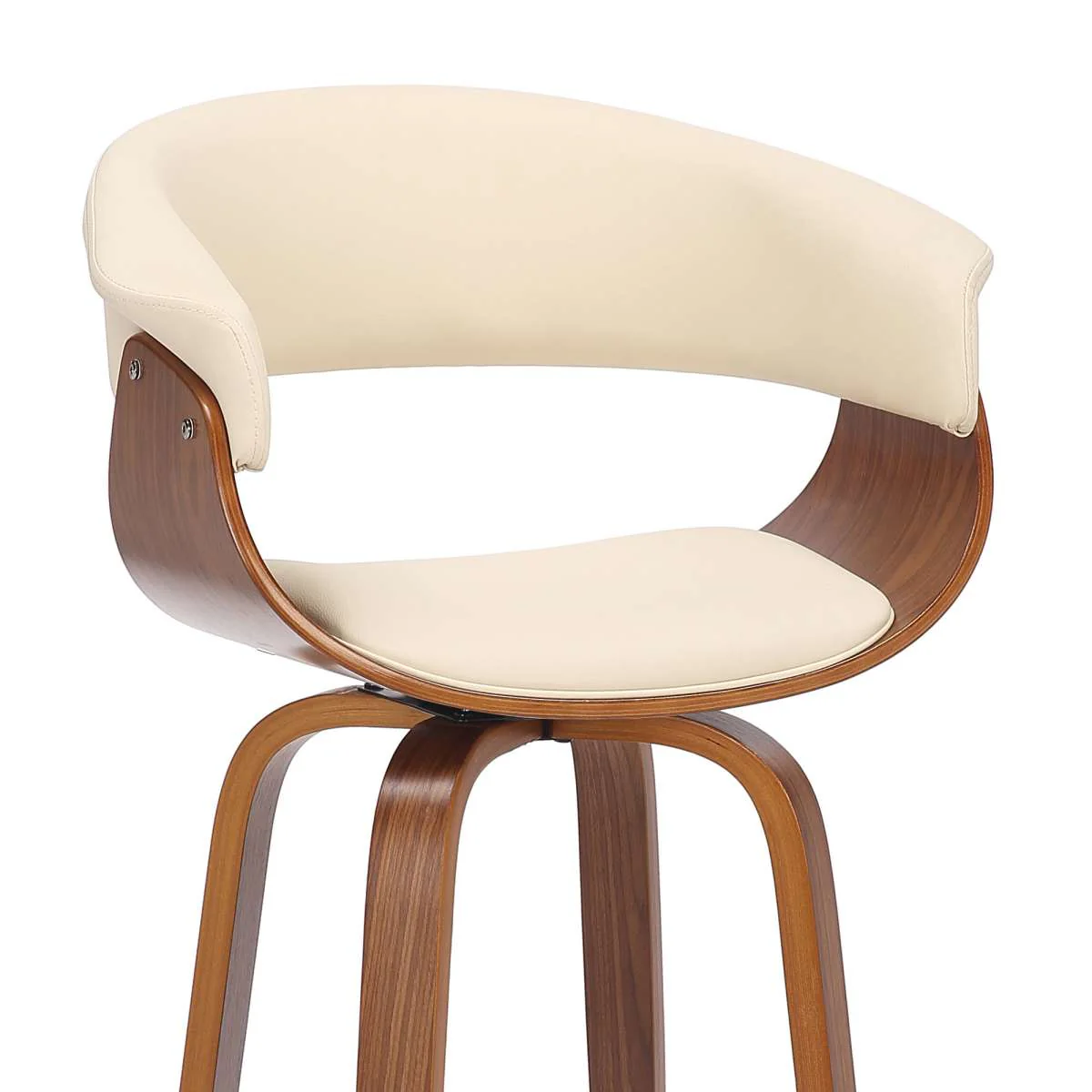 Julyssa 26" Counter Height Swivel Cream Faux Leather and Walnut Wood Bar Stool By Armen Living - Image 5