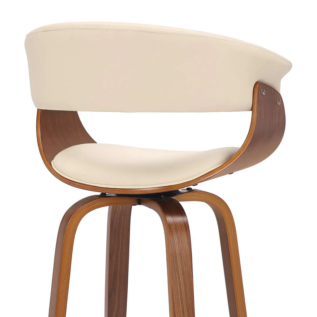 Julyssa 26" Counter Height Swivel Cream Faux Leather and Walnut Wood Bar Stool By Armen Living - Image 6