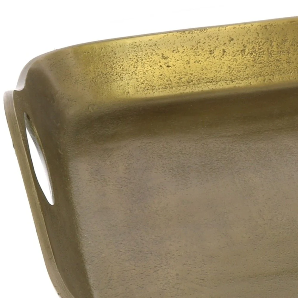 Jumbo Gold Cast Iron Serving Tray By Homeroots - Image 4