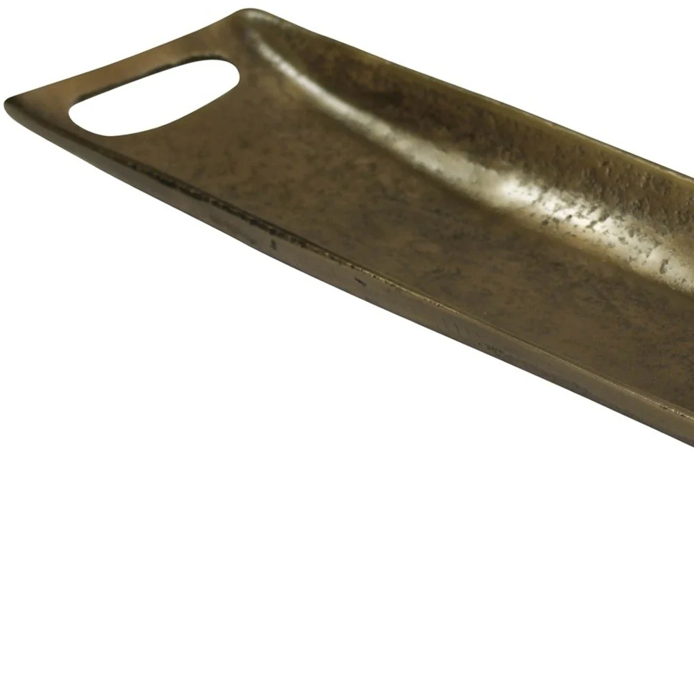 Jumbo Gold Metal Boat Shaped Tray By Homeroots - Image 3