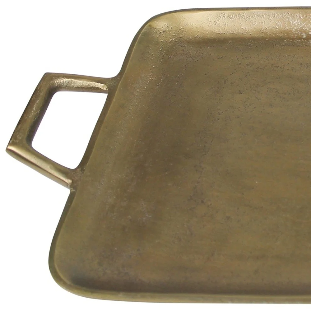 Jumbo Gold Metal Square Tray By Homeroots - Image 3