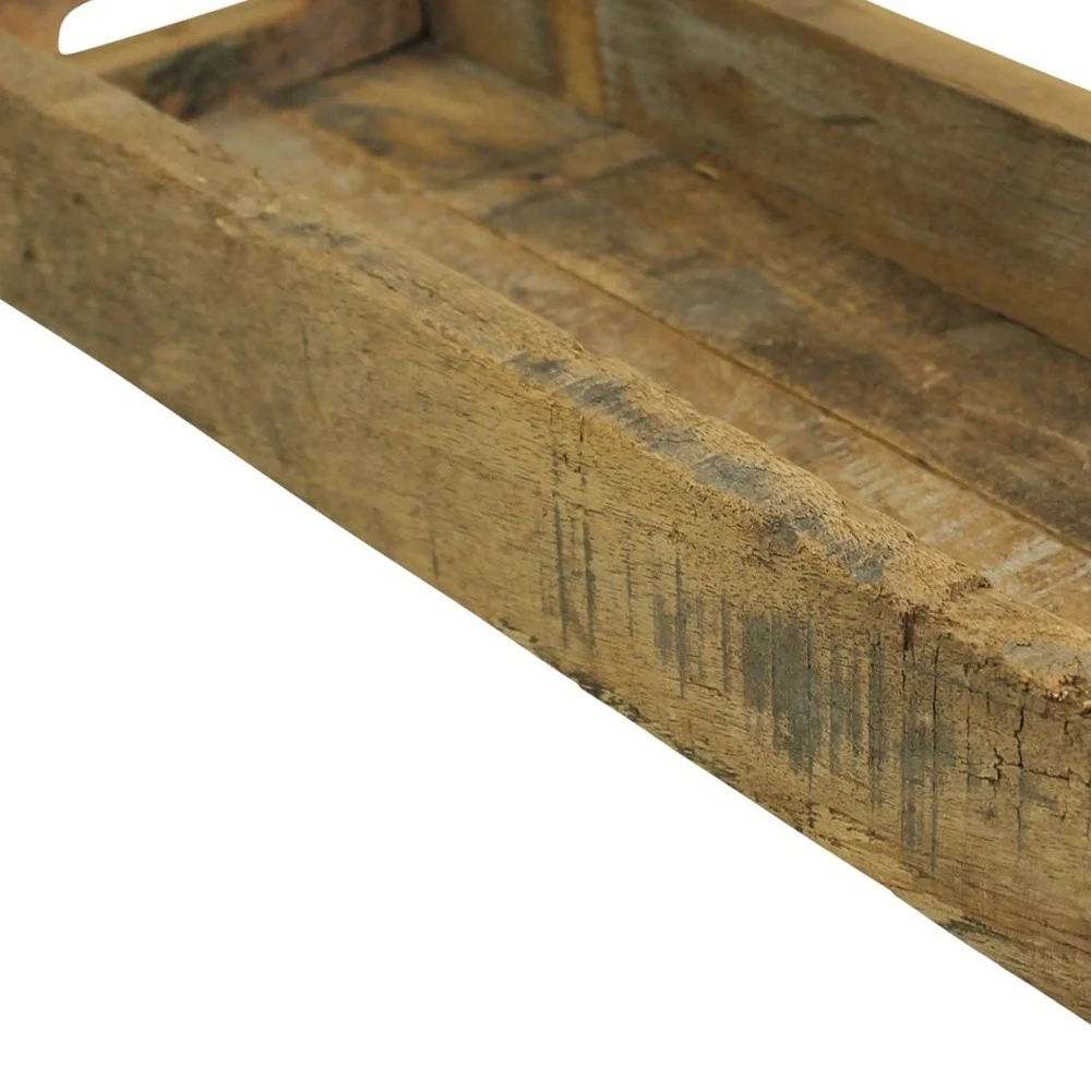 Jumbo Rectangular Wooden Block Serving Tray By Homeroots - Image 4