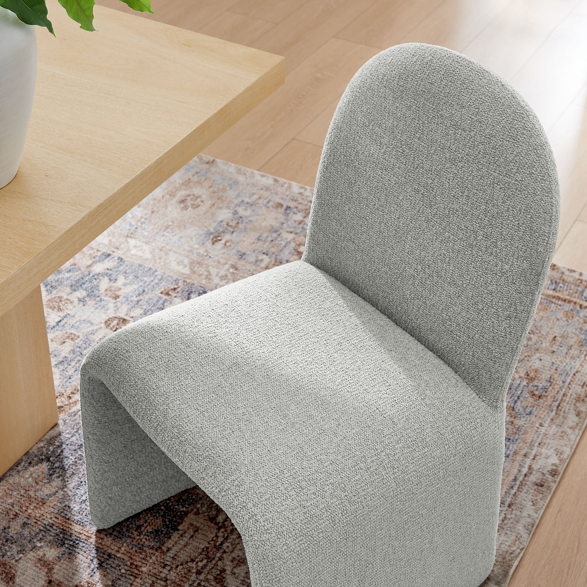 Junia Boucle Upholstered Arch Armless Dining Chair by Modway - Image 16