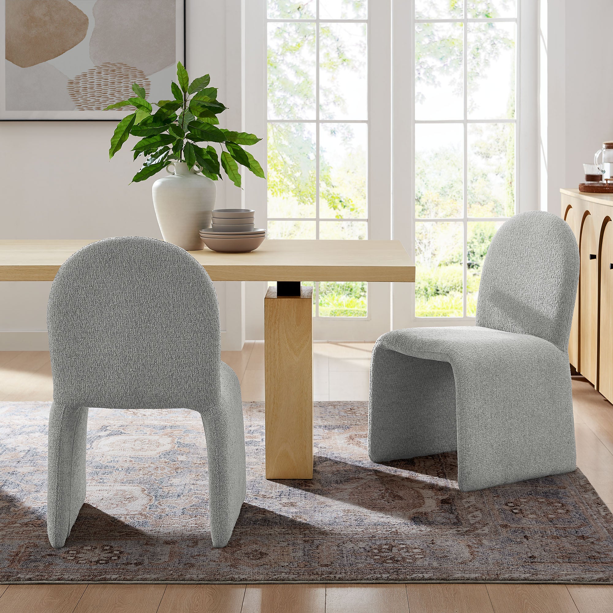 Junia Boucle Upholstered Arch Armless Dining Chair by Modway - Image 17
