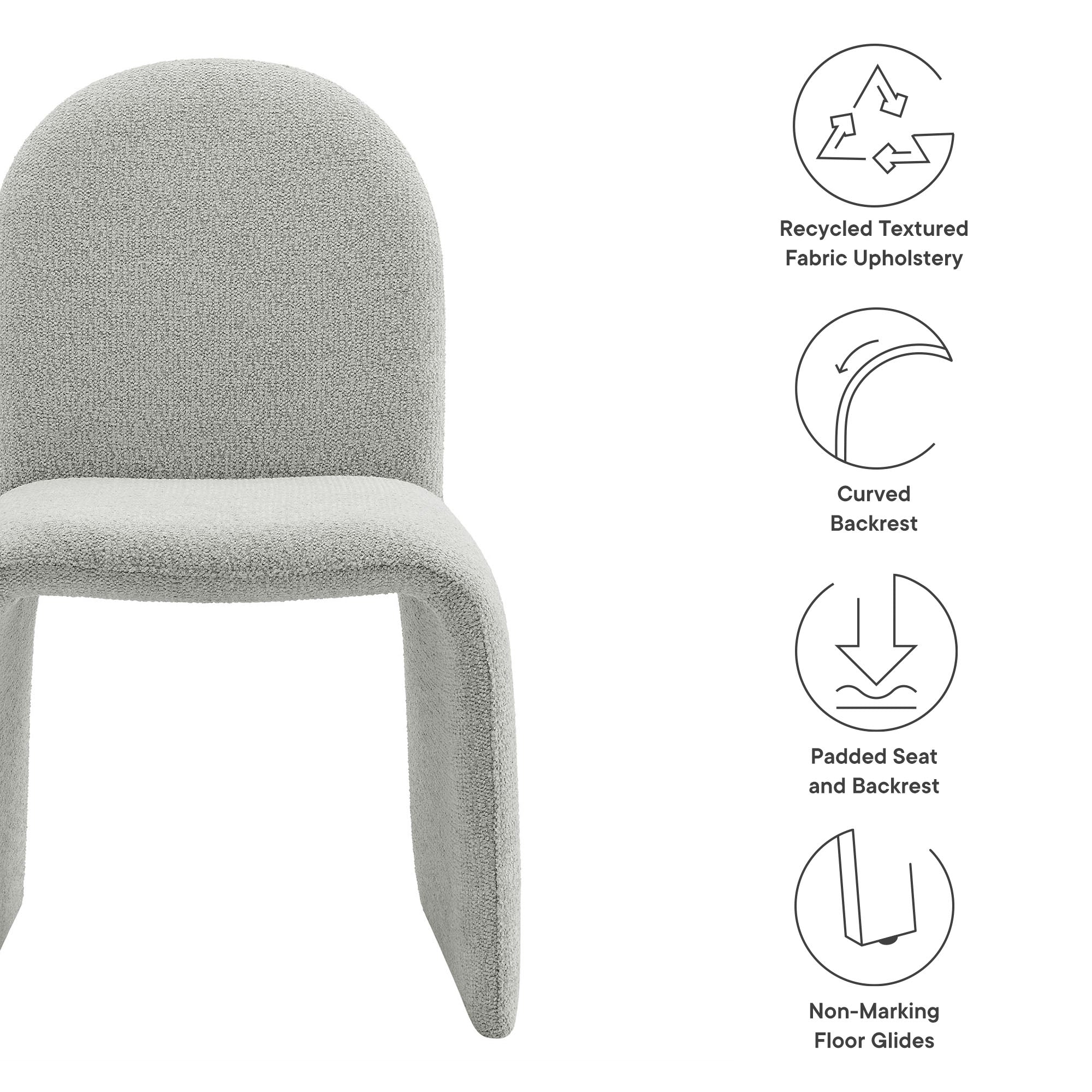 Junia Boucle Upholstered Arch Armless Dining Chair by Modway - Image 18