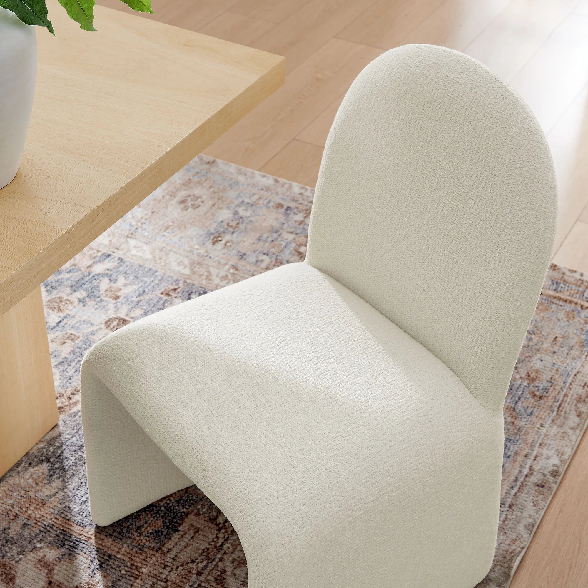 Junia Boucle Upholstered Arch Armless Dining Chair by Modway - Image 7